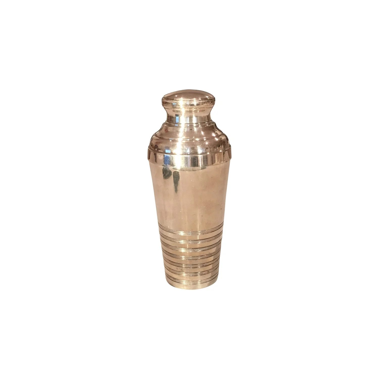 Shaker with stripes on lower body, silver plated circa 1950 France