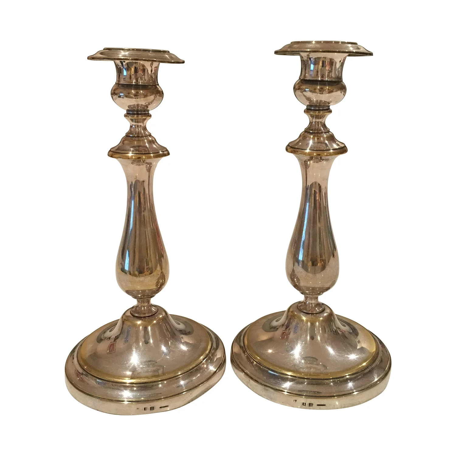 Pair of candle holders from Christofle, silver plated circa 1950 France