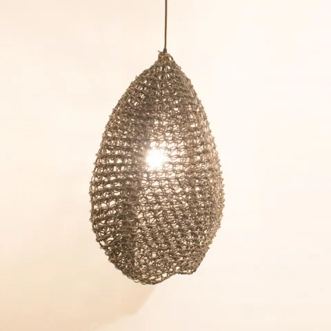 Open weave paper pendant light medium black H500 L500 D500