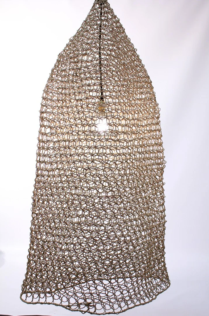 Open weave paper pendant light XL nature H1200 L550 D550
