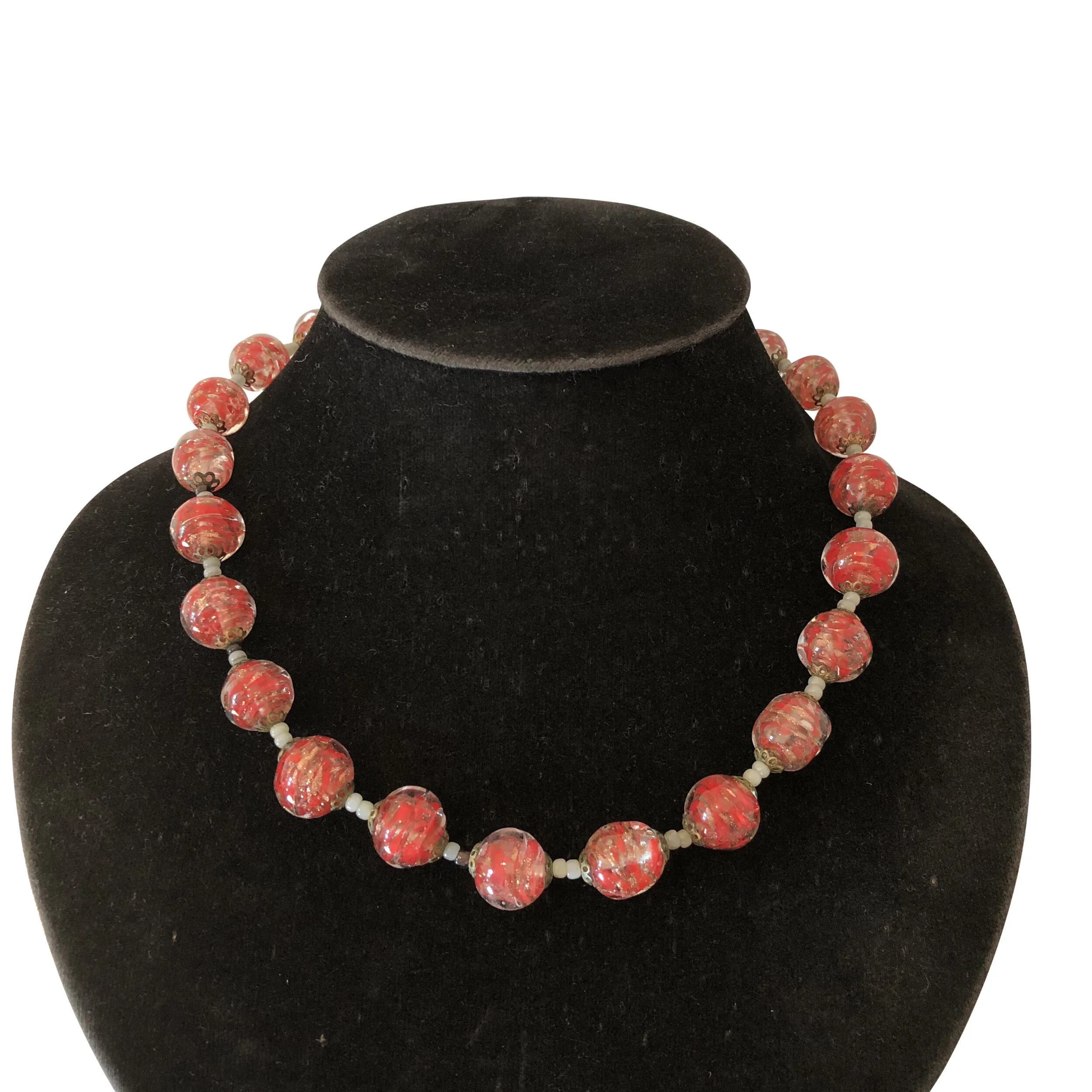 Murano glass red necklace 1960's