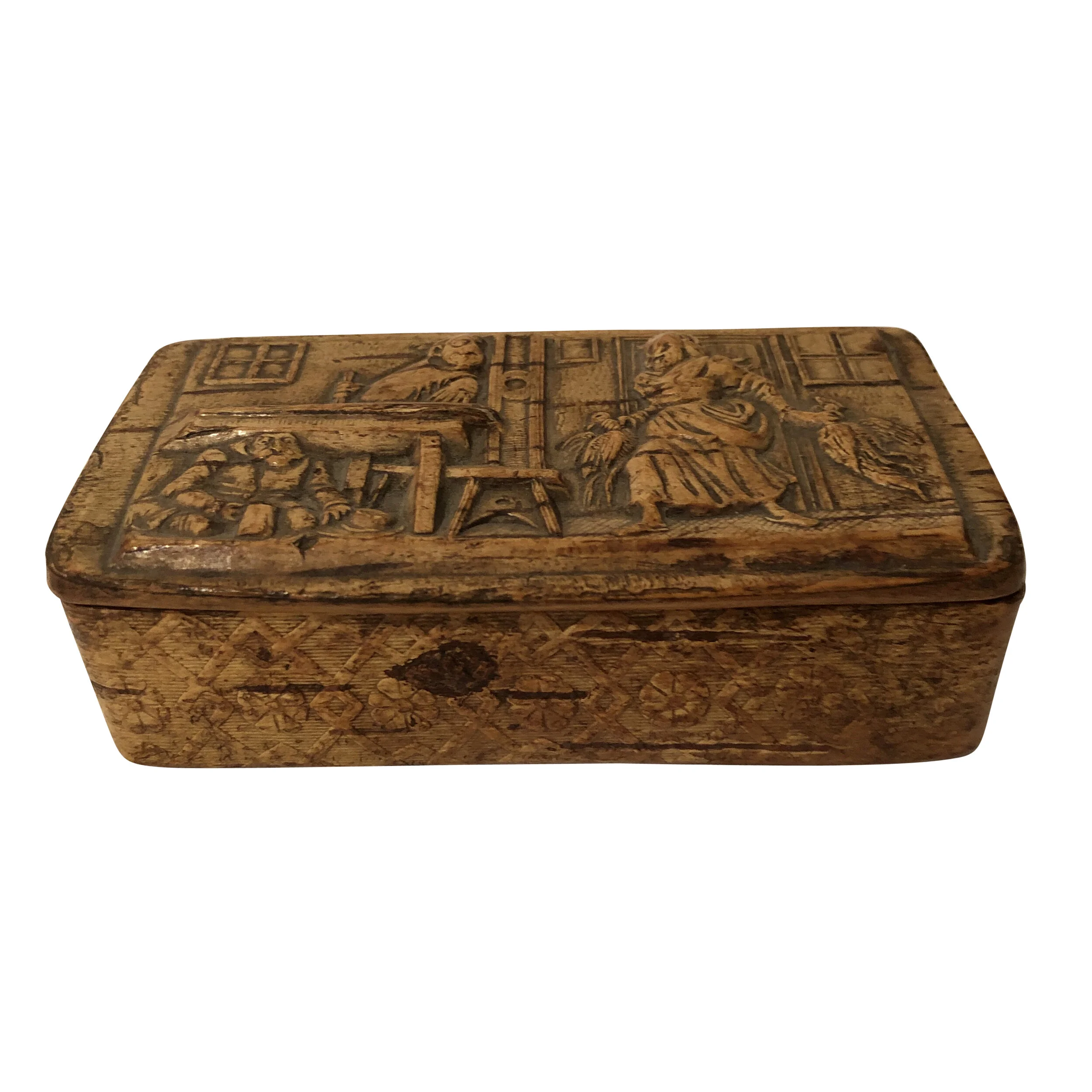 C19th pressed birch wood Snuff box circa 1890