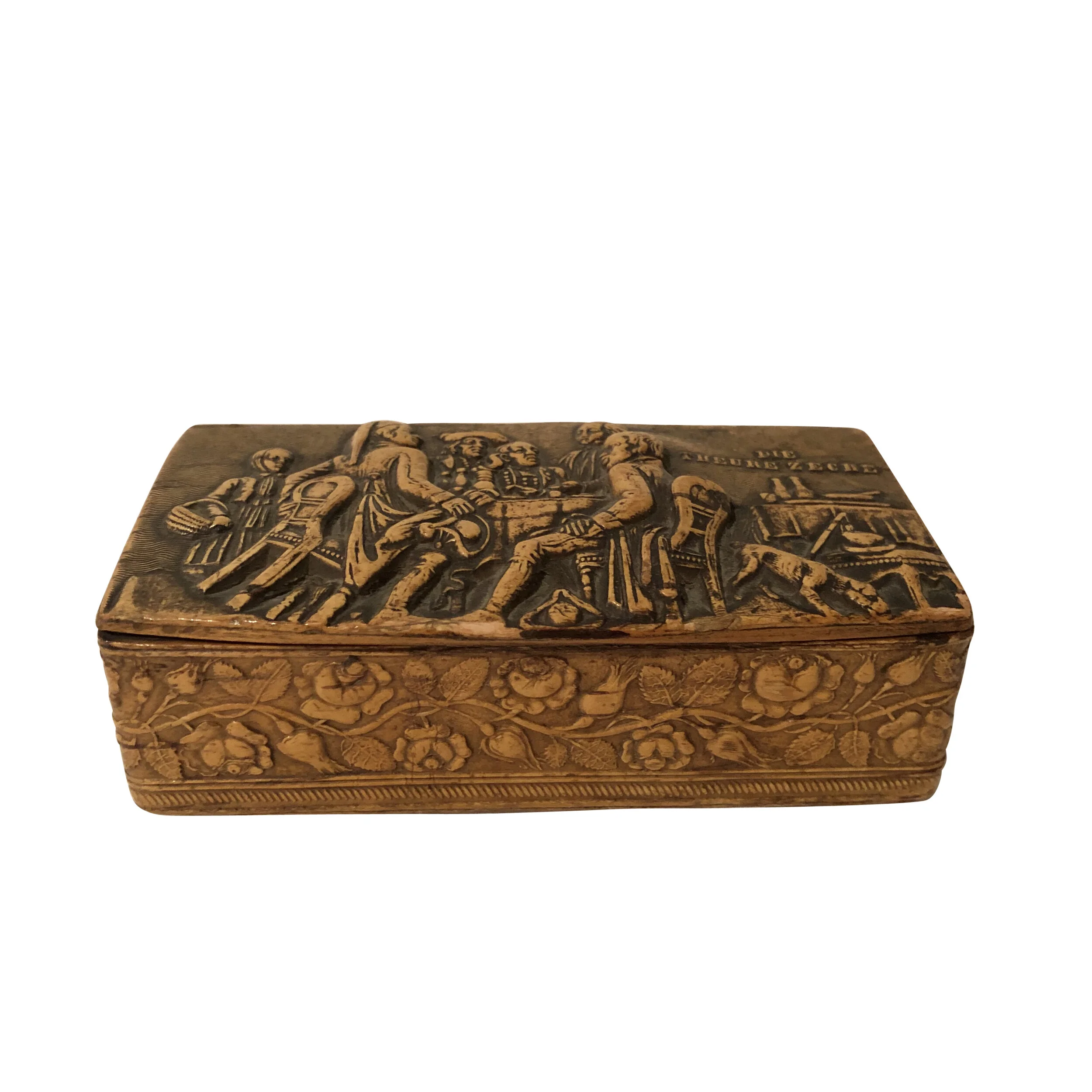 C19th pressed birch wood Snuff box circa 1890