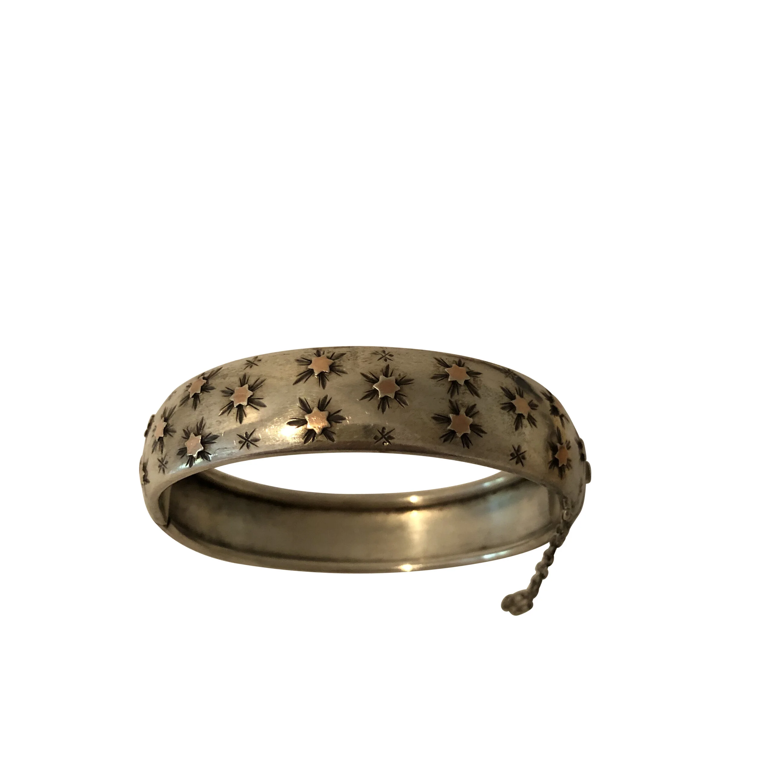 Chiseled solid silver bangle 1900