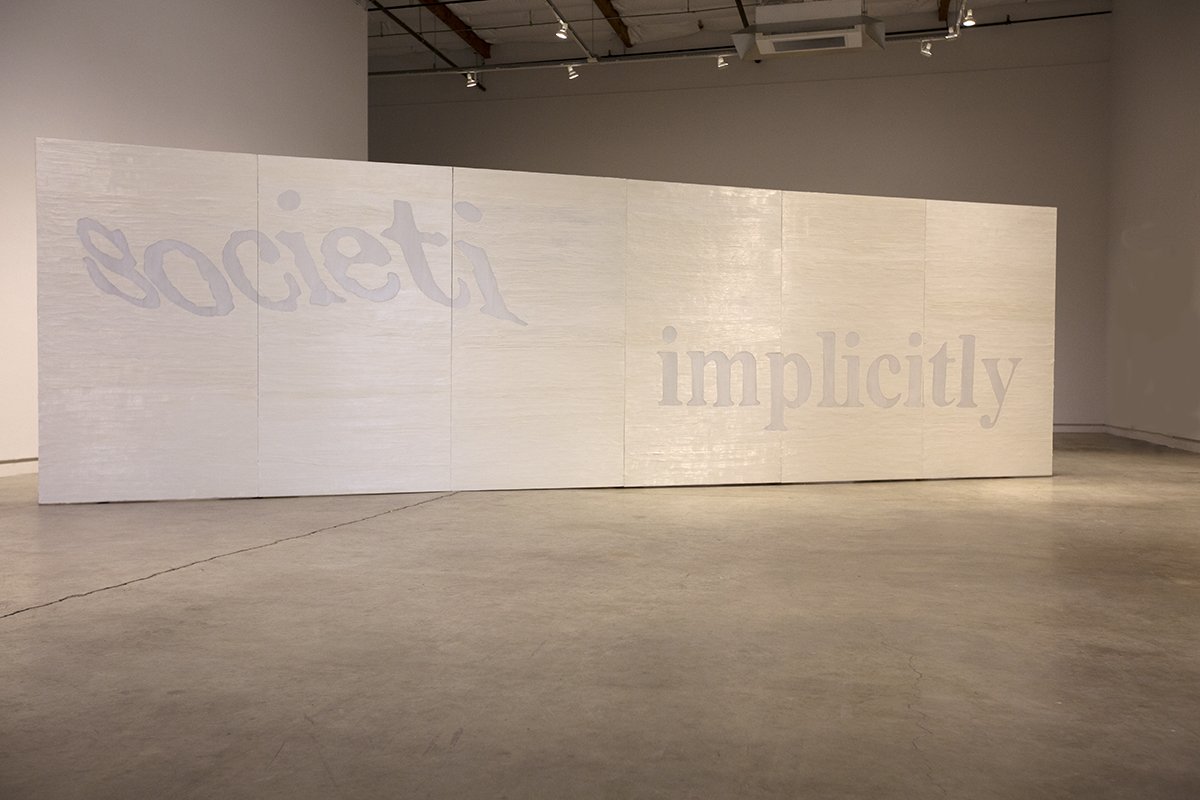 "Thirty Foot Wall", 7' x 24', oil on panel, wood, sandbags