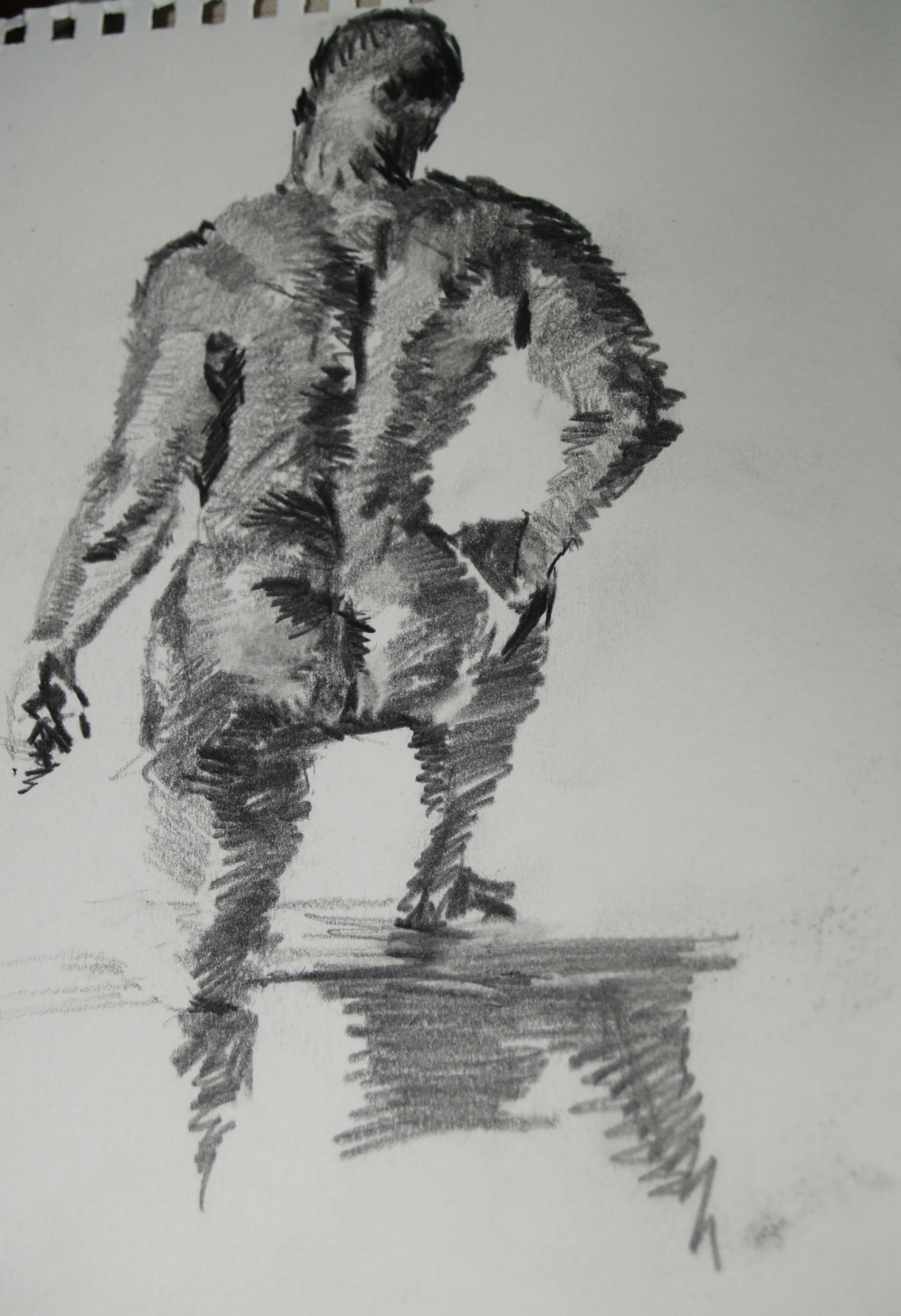 back of man - foot on stool