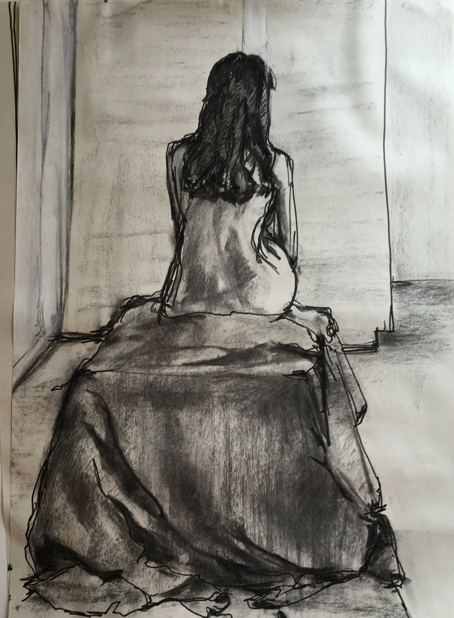 back, seated nude