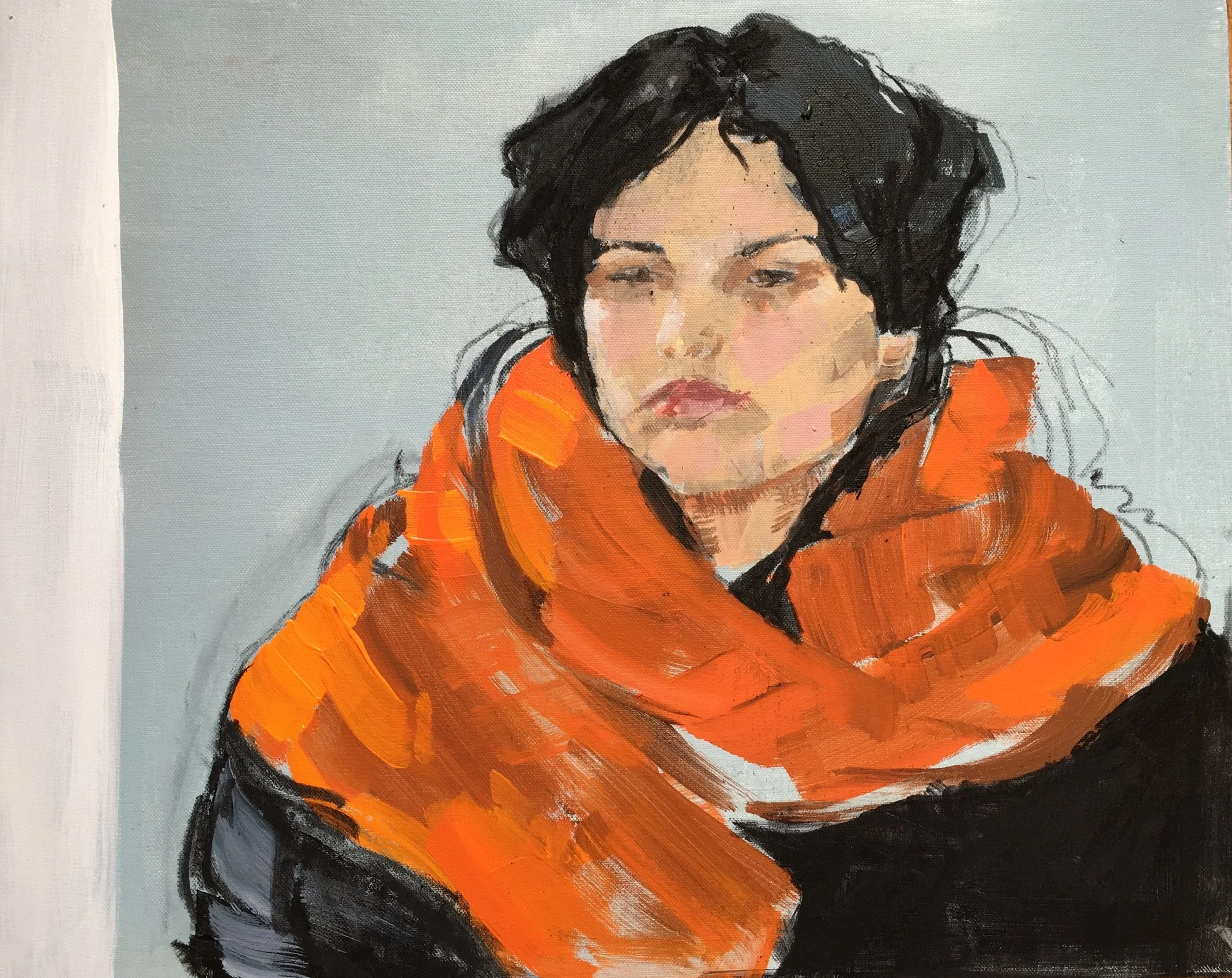 olivia in an orange scarf