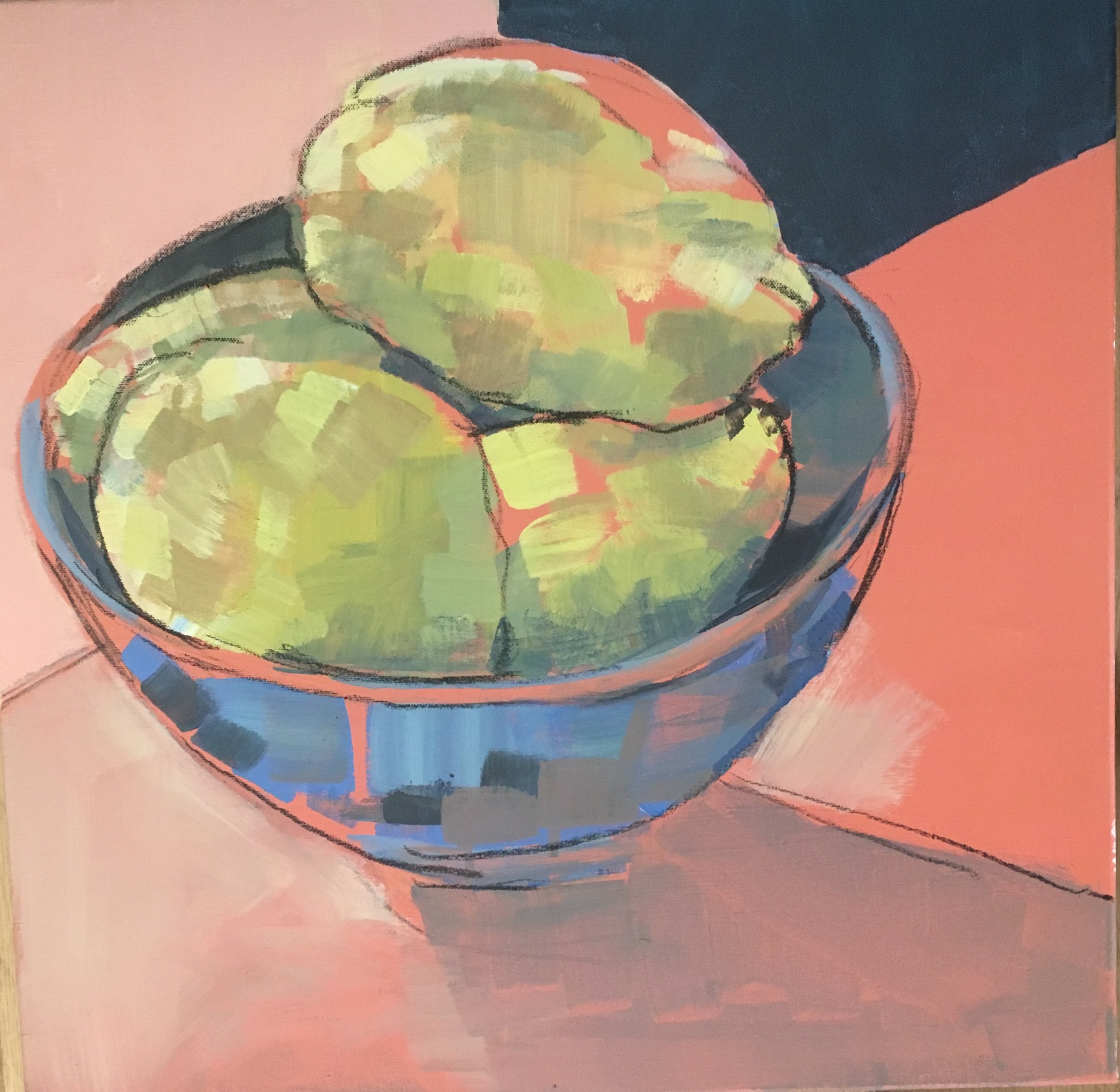 quinces in a blue bowl 