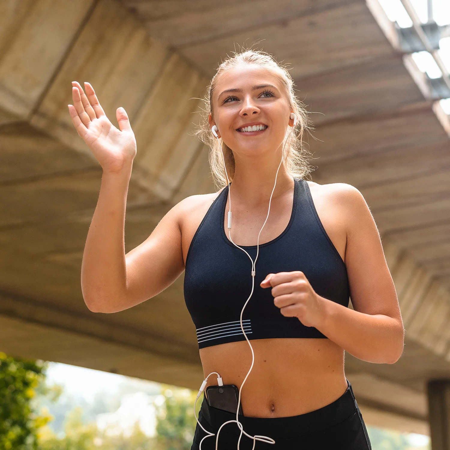 Runners greet other runners.