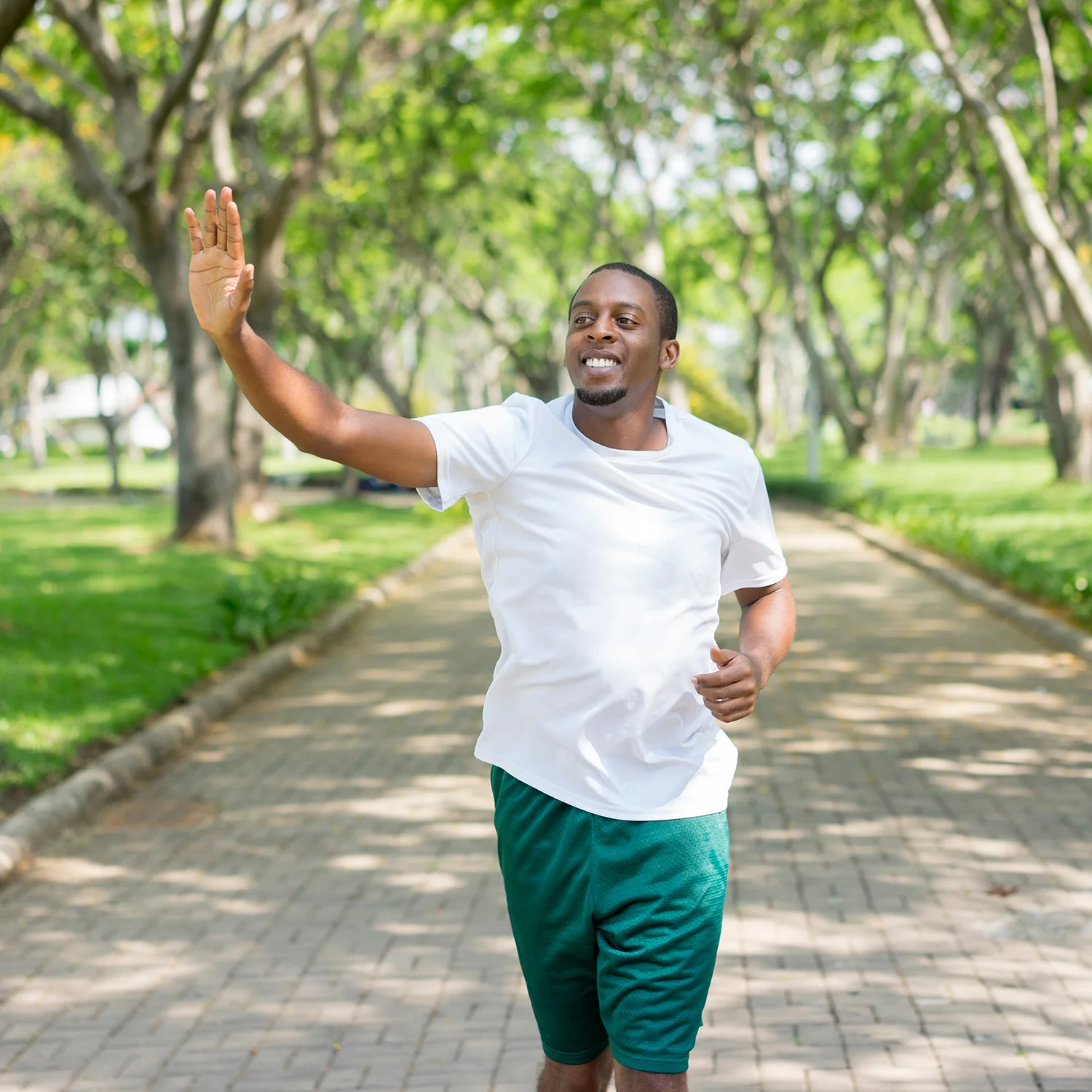 Runners greet other runners.