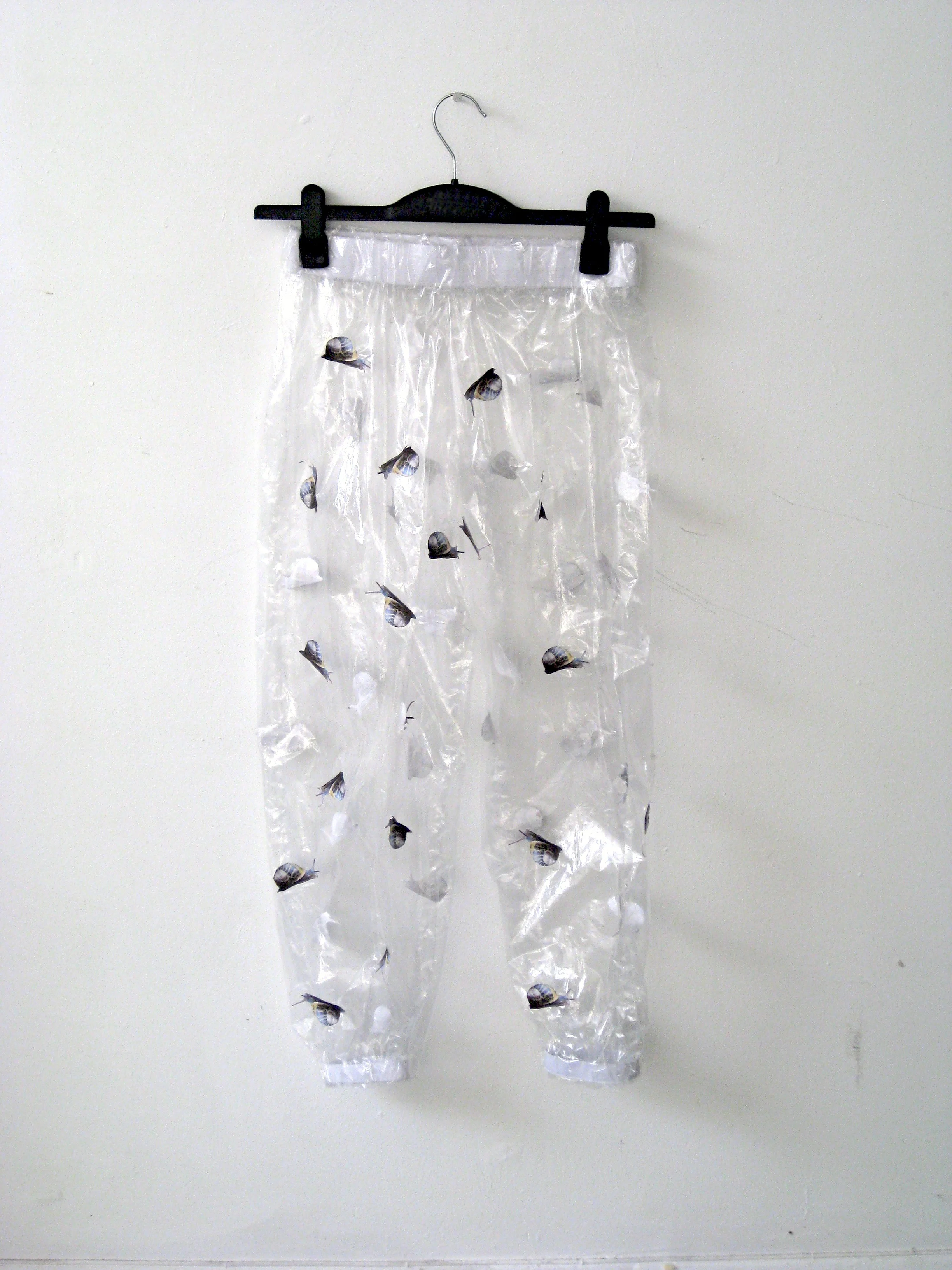 Snail Trousers , 2011. Polythene Dry Cleaning Bags, Digital Print, Elastic.