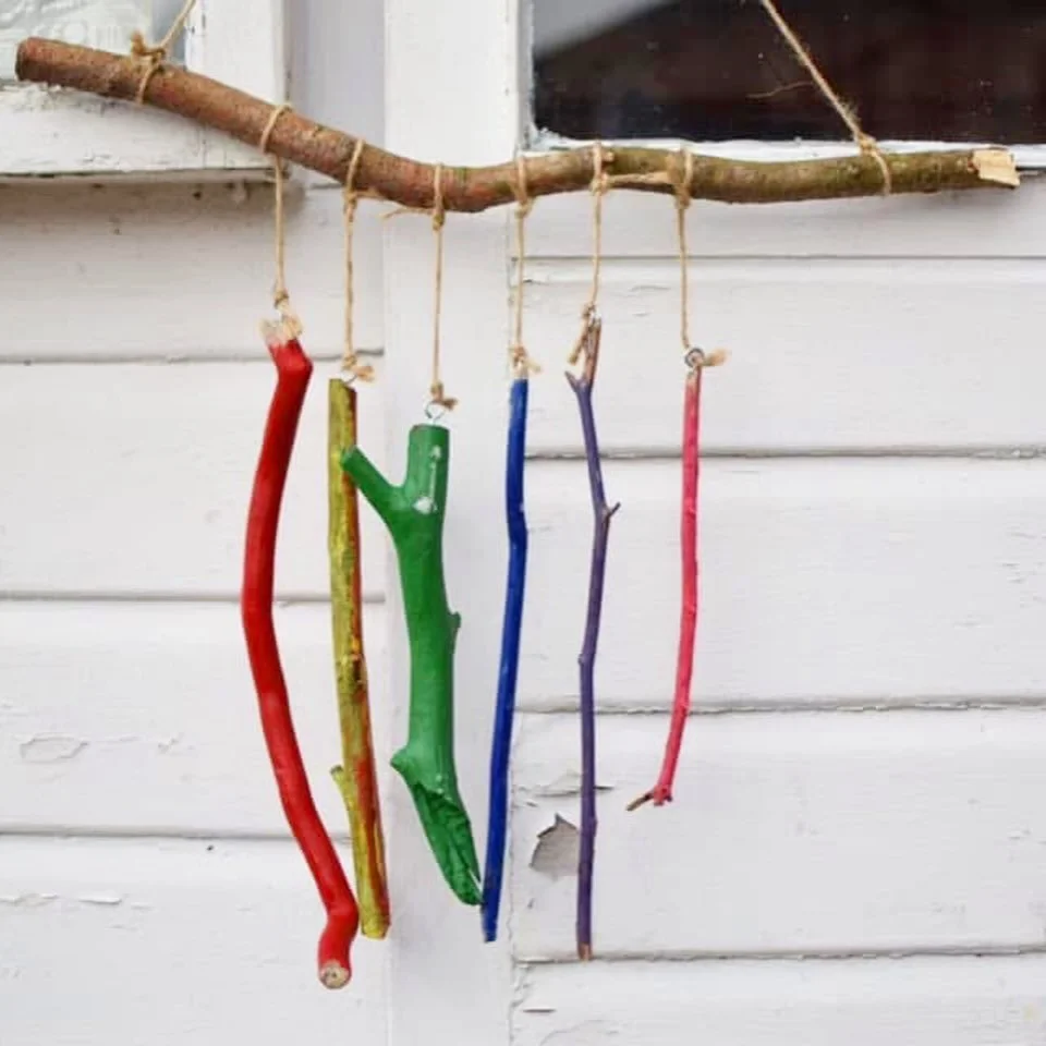 Make your own stick wind chimes! 🌈💨

They might clunk more than chime, but they&rsquo;re lovely to make - and they look beautiful hanging in the garden or by a window. All you need are some chunky sticks to get started.

This is one of the activiti