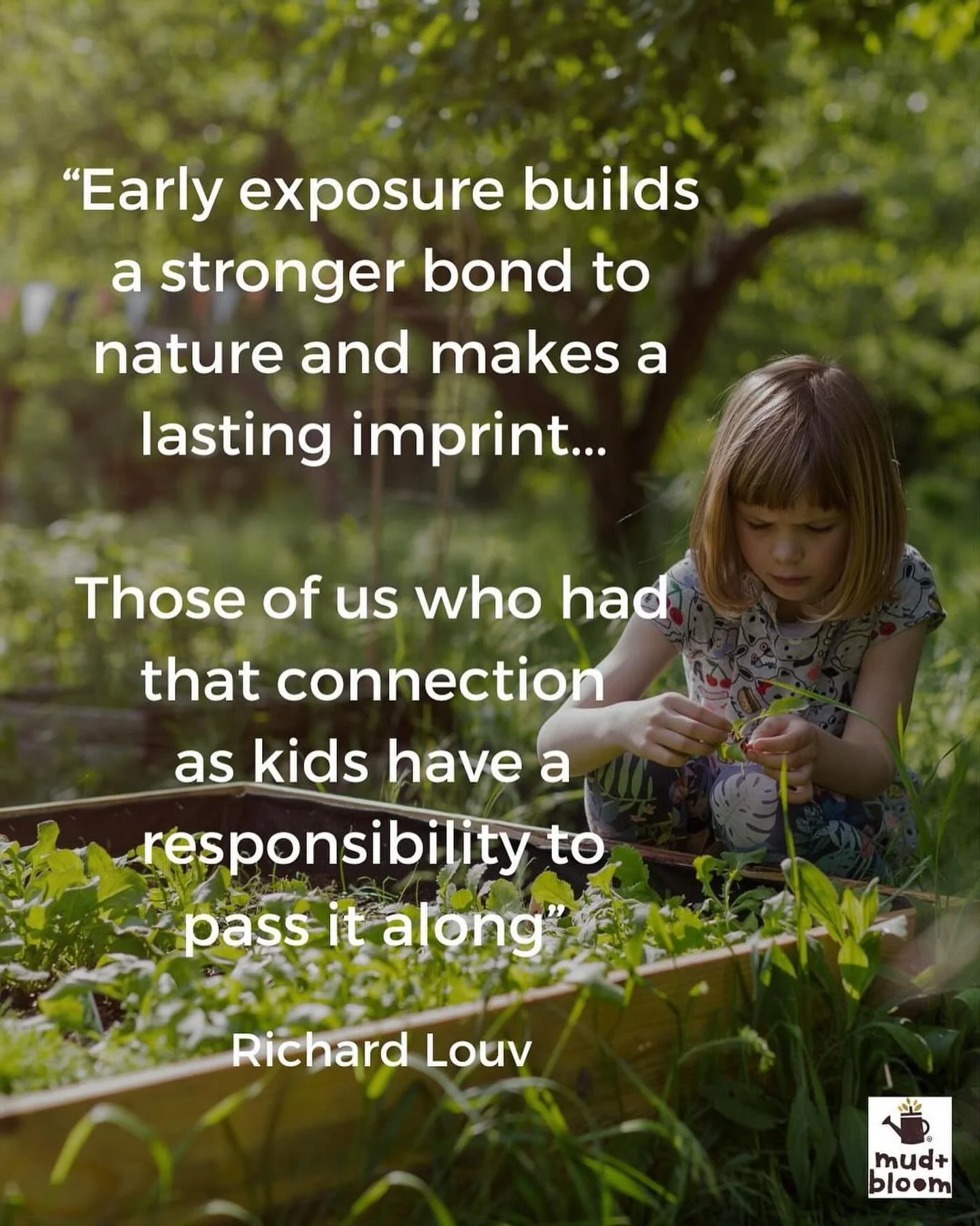 &ldquo;Early exposure builds a stronger bond to nature and makes a lasting imprint... Those of us who had that connection as kids have a responsibility to pass it along&rdquo; 
Richard Louv

#RichardLouv #NatureConnection #ChildhoodNature #NatureBond