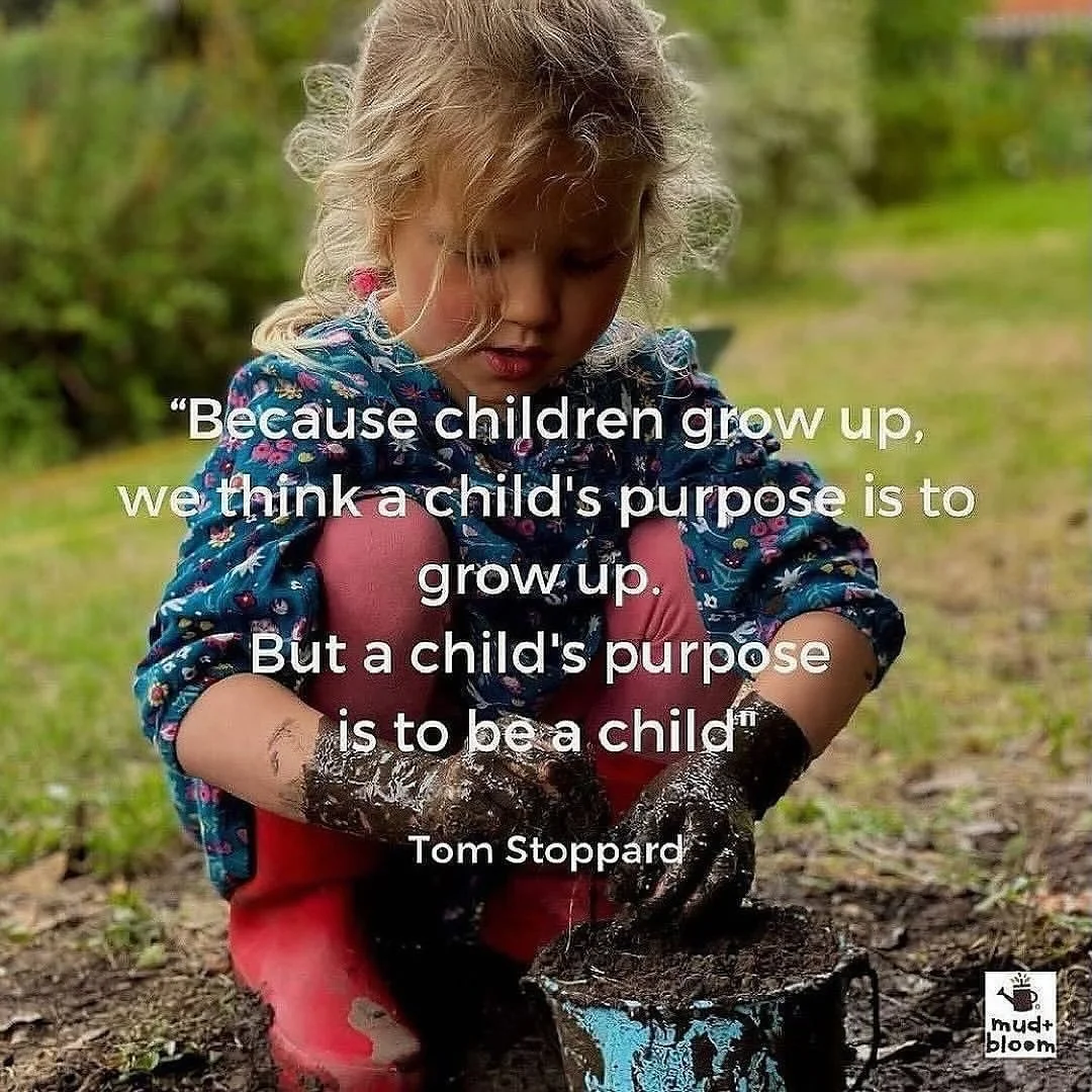 &ldquo;Because children grow up, we think a child&rsquo;s purpose is to grow up. But a child&rsquo;s purpose is to be a child.&rdquo; 
Tom Stoppard

#childhood #letthembelittle #slowparenting #mudandbloom #playinginmud