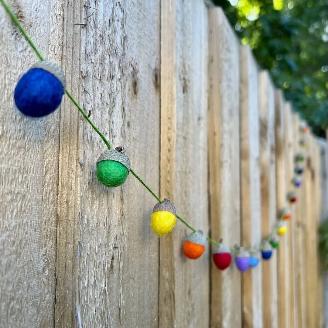 Make a felt ball acorn garland! 🌿🌈

Acorn season is here! 🍂 If you&rsquo;re out on an autumn walk, gather a handful of acorn cups and turn them into this beautiful, colourful garland using wool felt balls.

You can buy our wonderfully bright, 100%