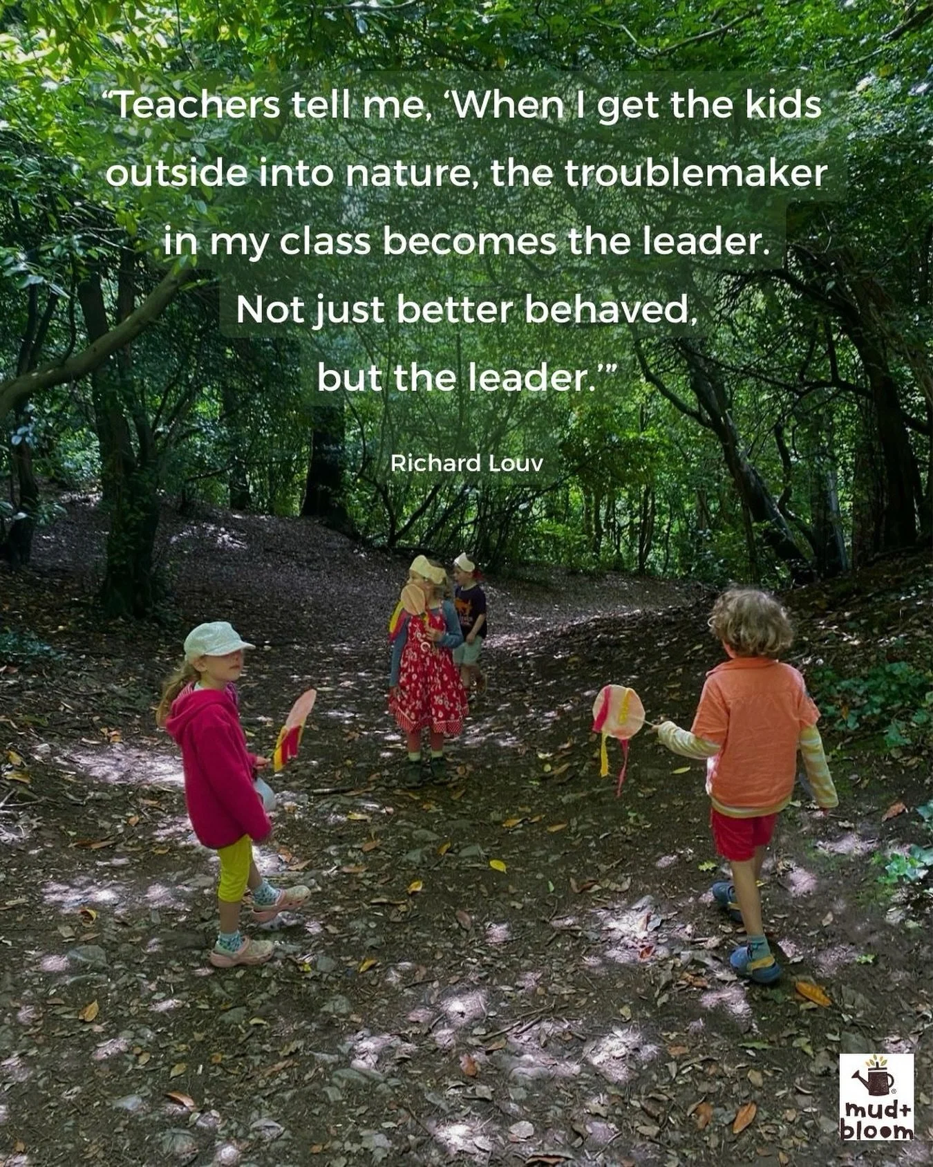 &ldquo;How many leaders are we losing because we&rsquo;re raising kids disconnected from the natural world?&rdquo; 

Richard Louv

#outdoorlearning #natureplay #childhoodunplugged #forestschool #mudandbloom