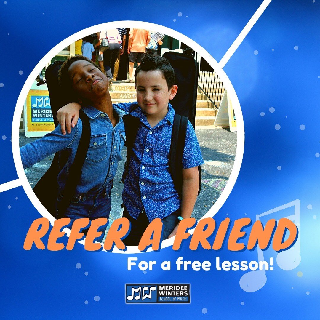 It's a great time to share what you love!  If you refer a friend this month, you'll earn a lesson on us. 

What's the first song you'd want to perform with your friends?