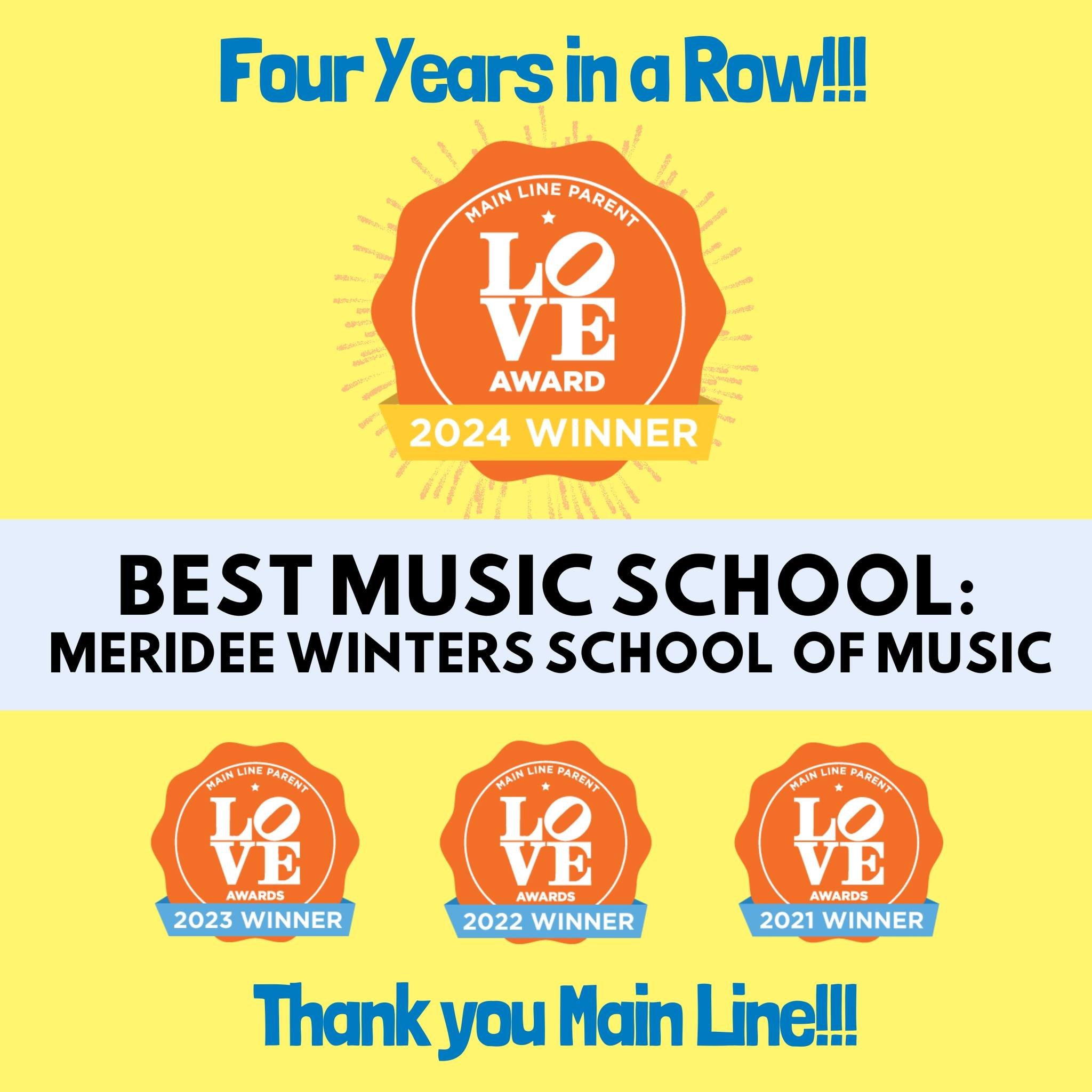 WOW! Thank you so much to our amazing community of students, families and teachers! We're so proud to be your top choice of music schools... for the fourth year in a row!