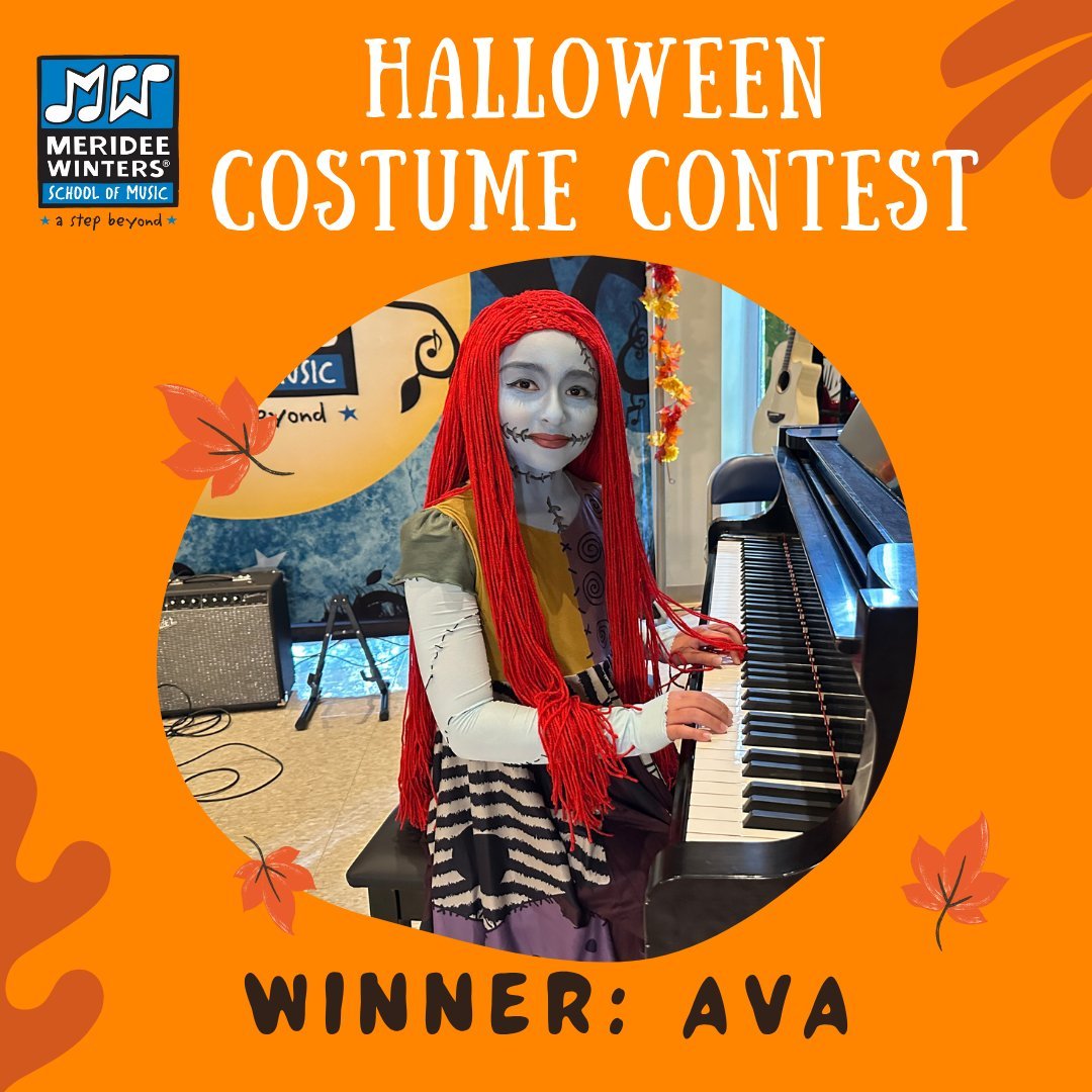 Announcing our student Halloween Show costume concert winner: Ava (aka Sally from the Nightmare Before Christmas)! And special shoutouts to our honorable mentions: Cora and Leo! Great costumes, everyone!