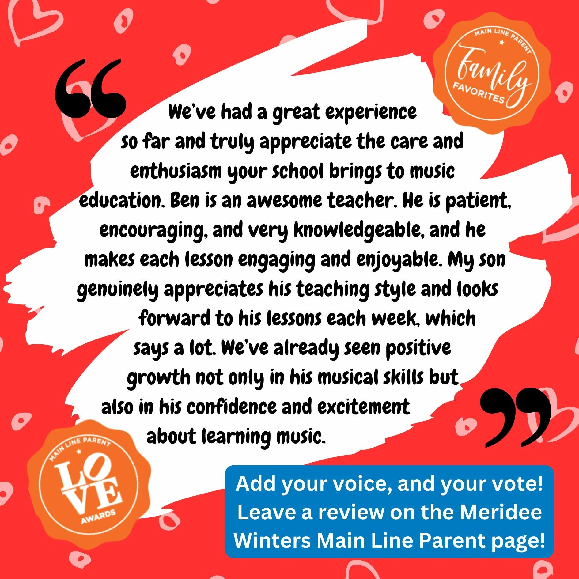 💕 We are definitely feeling the love, and are SO grateful! 💕  Thank you all so much for the reviews you've posted to our Main Line Parent page! It makes a huge difference for our small business - not only bringing us one step closer to a Love Award