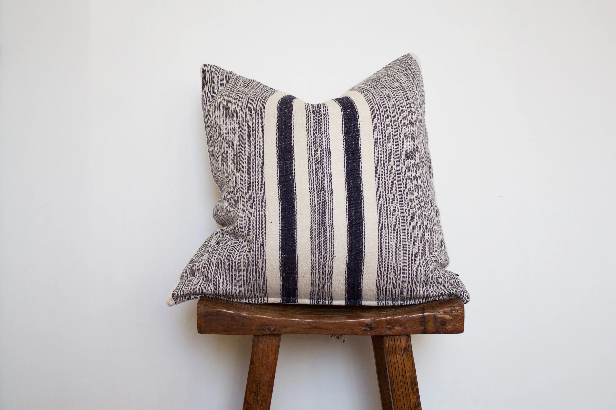 'Tristen' - Black Striped Hemp Hmong Pillow cover is made from handwoven hemp fabric sourced from Northern Thailand 4 available