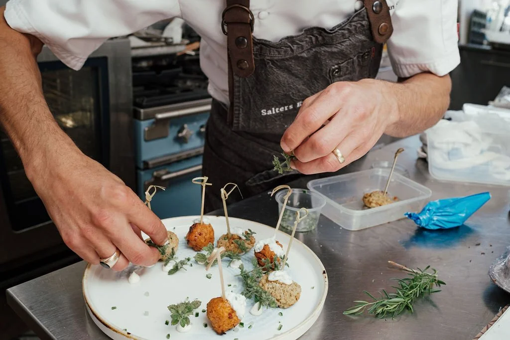 Ian from Salters Events plating canapes