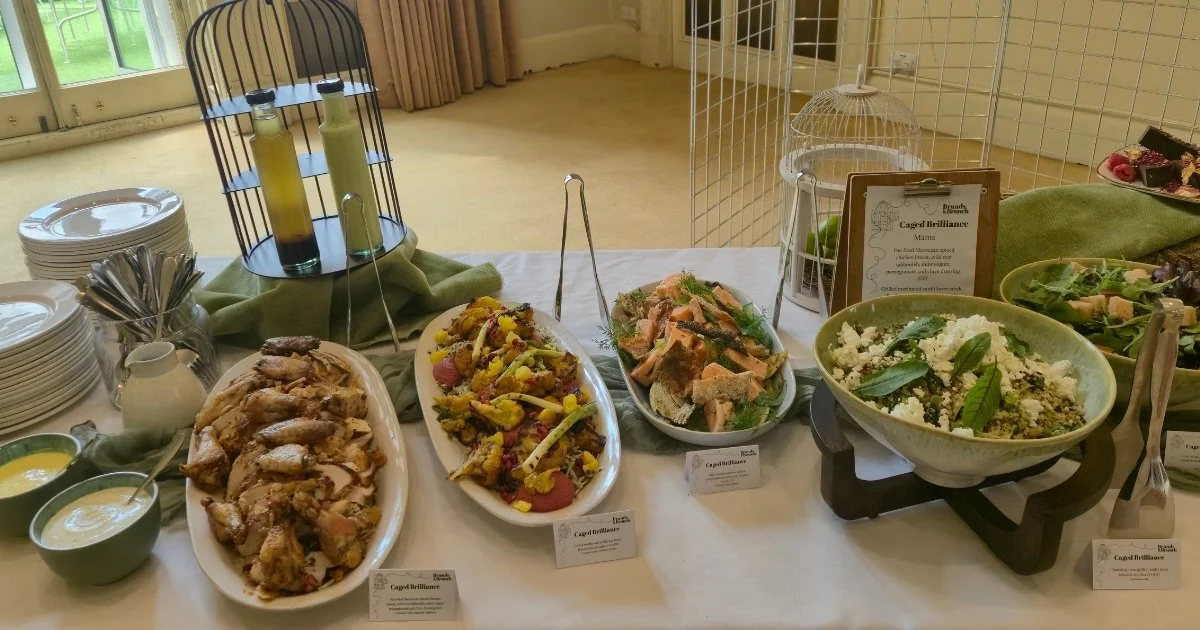 Salters Events fork buffet set up on white clothed table