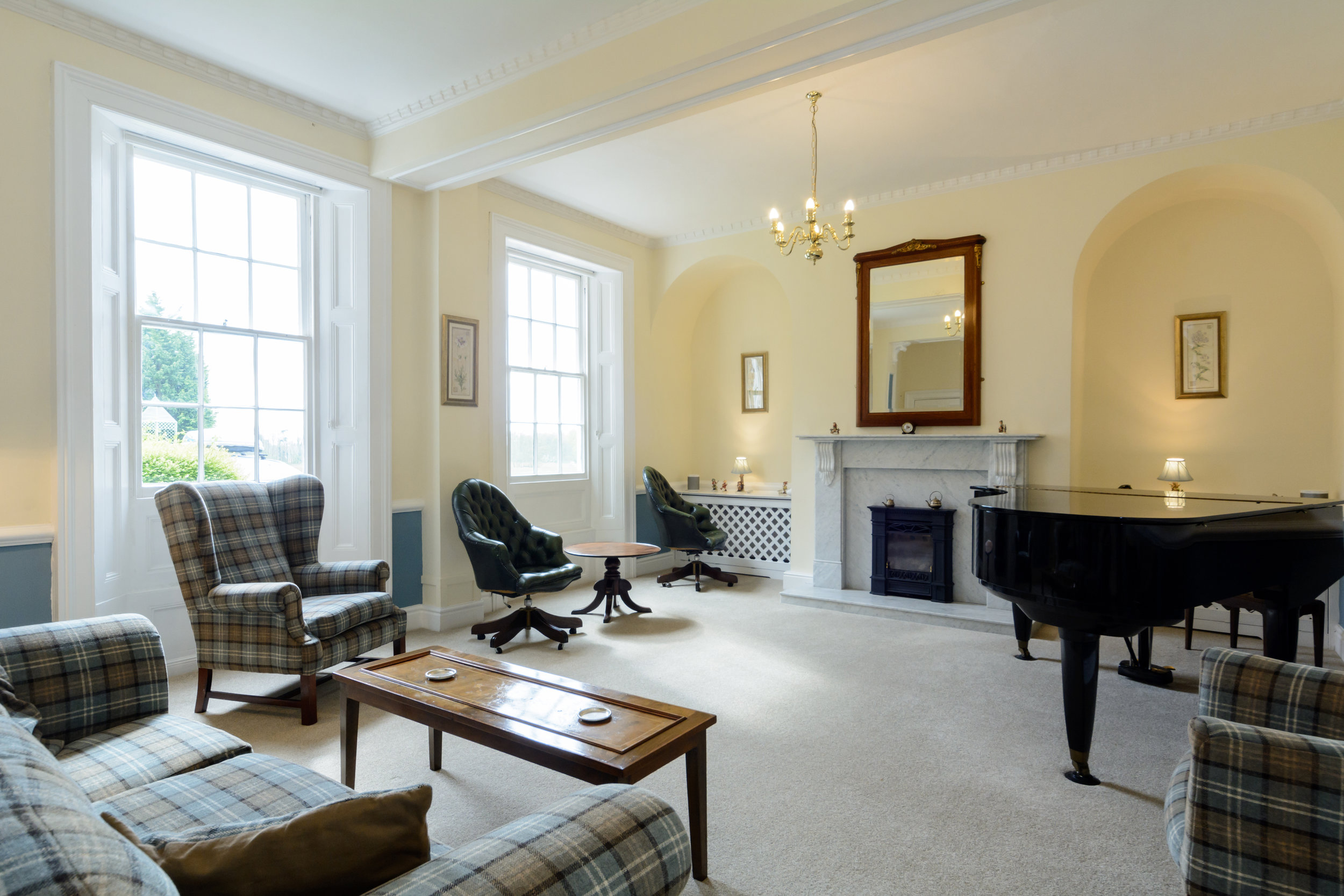 The Music Room Yamaha grand piano Sonos stereo music system