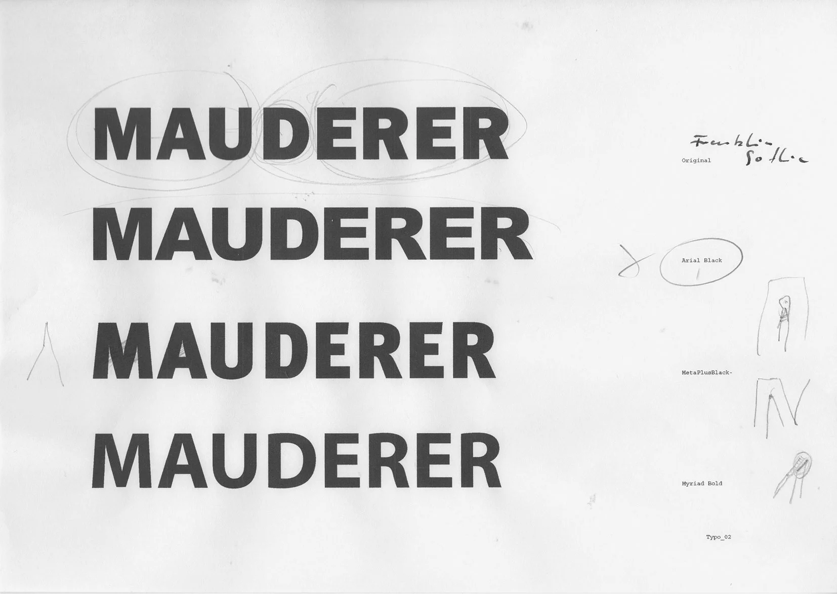Analyse der Typografie - der obere Schriftzug zeigt den Ist-Zustand. Der Schriftzug an 2. Position zeichnet sich durch offenere Punzen und einer gleichmäßigeren Strichstärke aus. Außerdem entsteht durch die ausgeglichene Architektur der Buchstaben ein gleichmäßigeres Schriftbild.