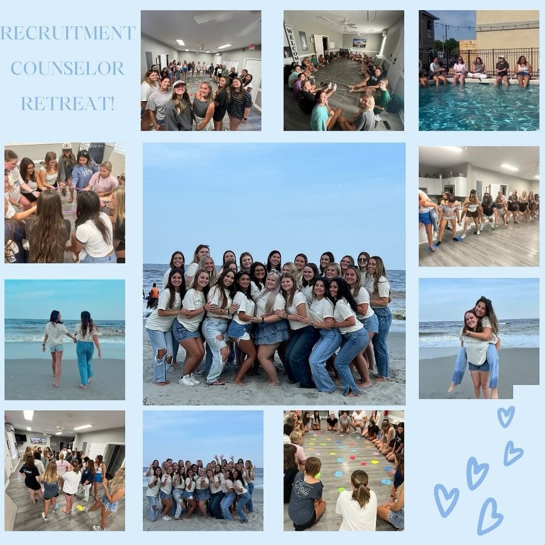 Our RC Team had an amazing time this past weekend at Recruitment Counselor Retreat! We had such a great time with trainings and bonding in preparation for recruitment! They are so excited for the school year to start up and meet our amazing PNMs 🥳

