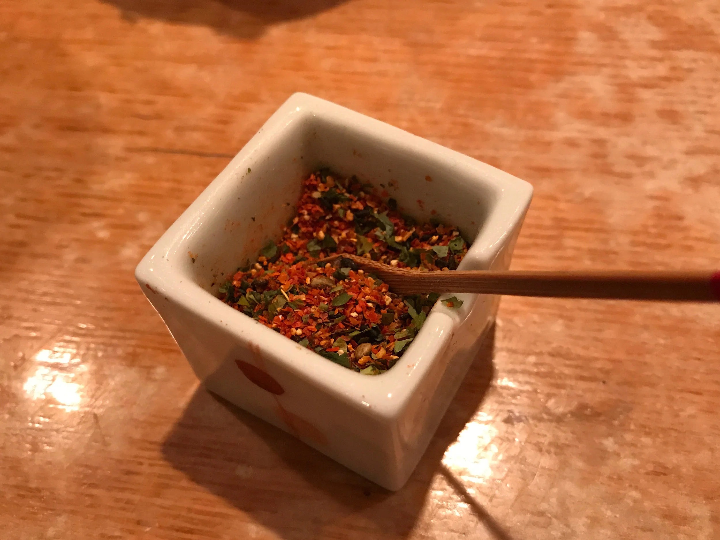 A spice blend called “Shichimi” (literally means 7 essences)
