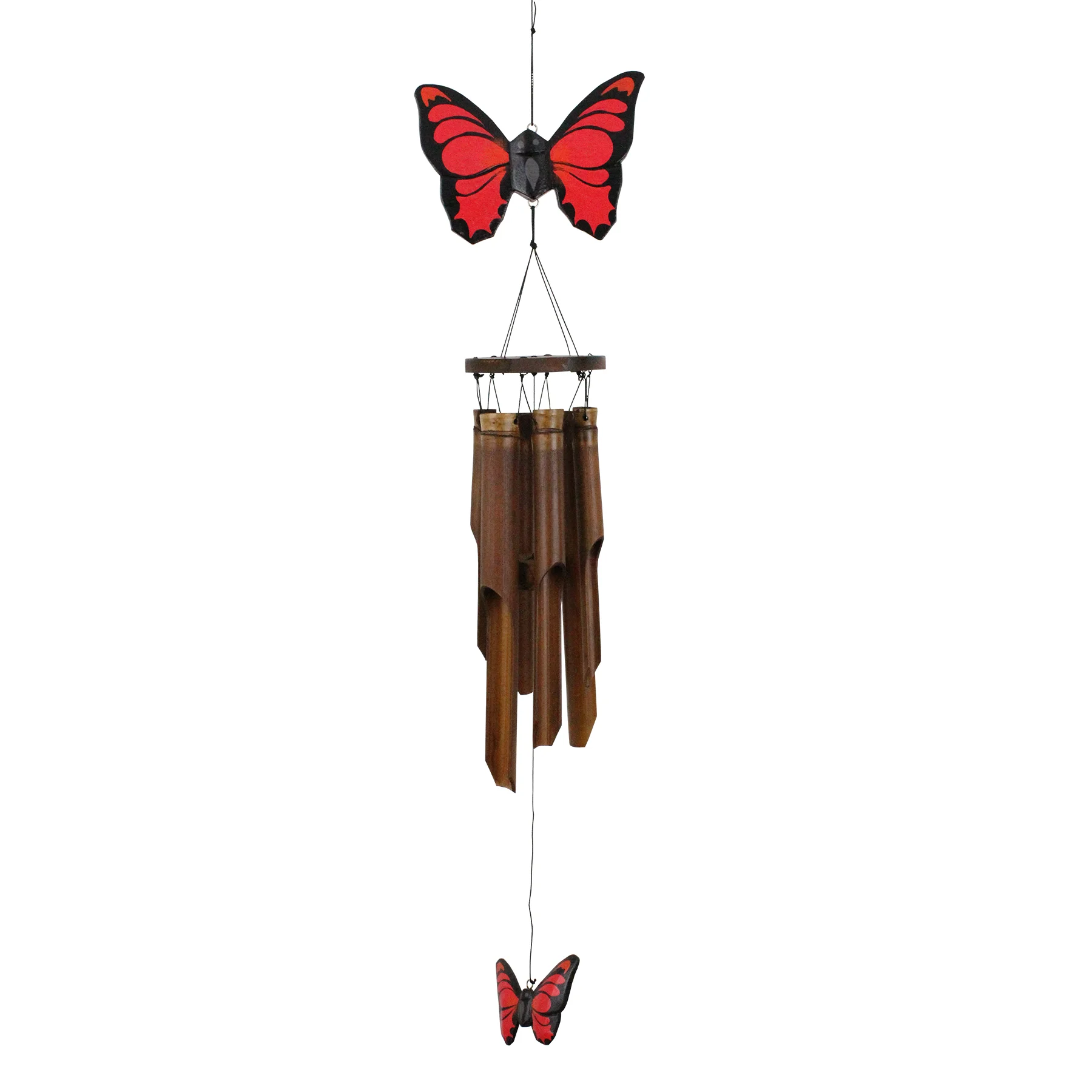 186 - Red Butterfly Bamboo Wind Chime