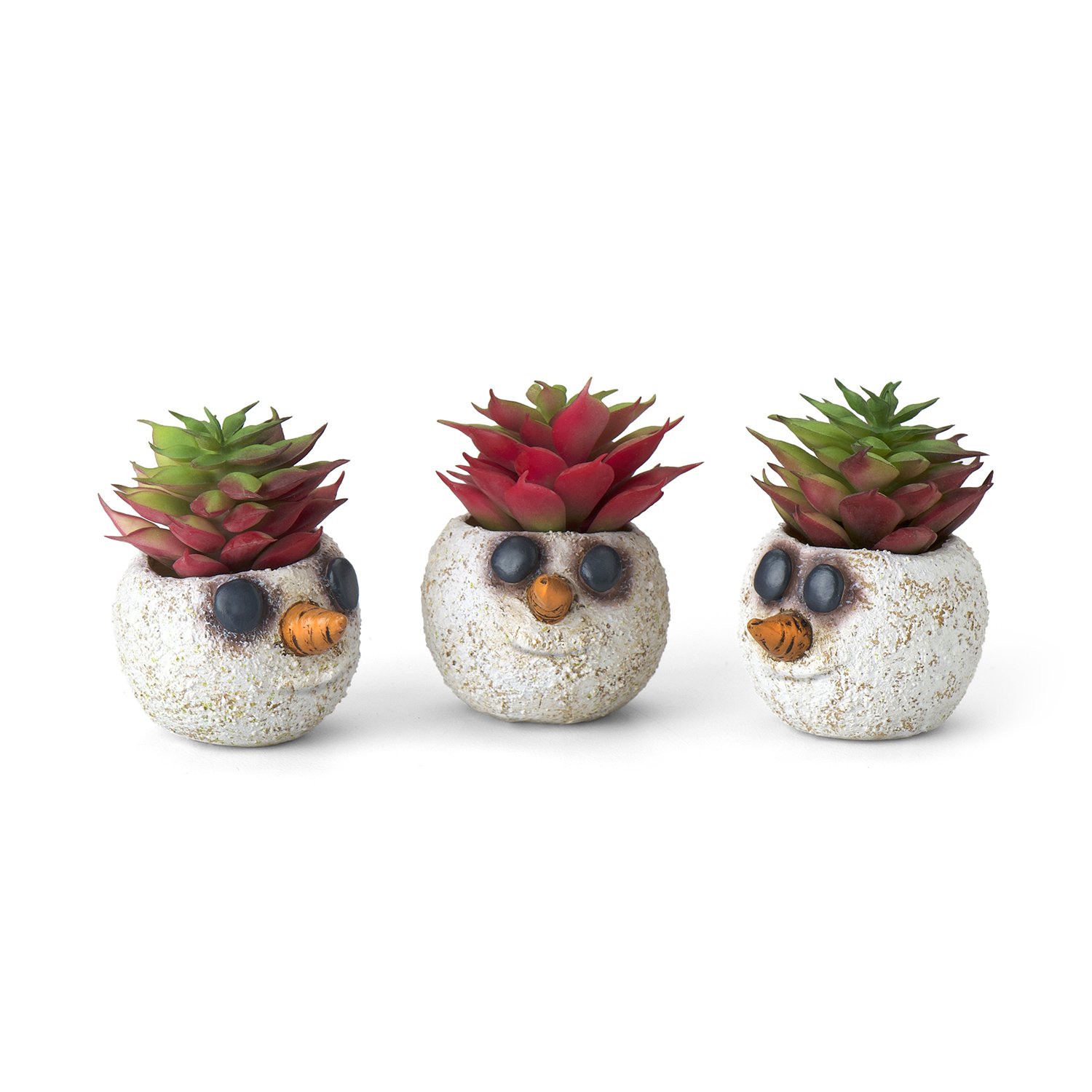 G21521 - Snowman Head Mini Planter Set of 3 