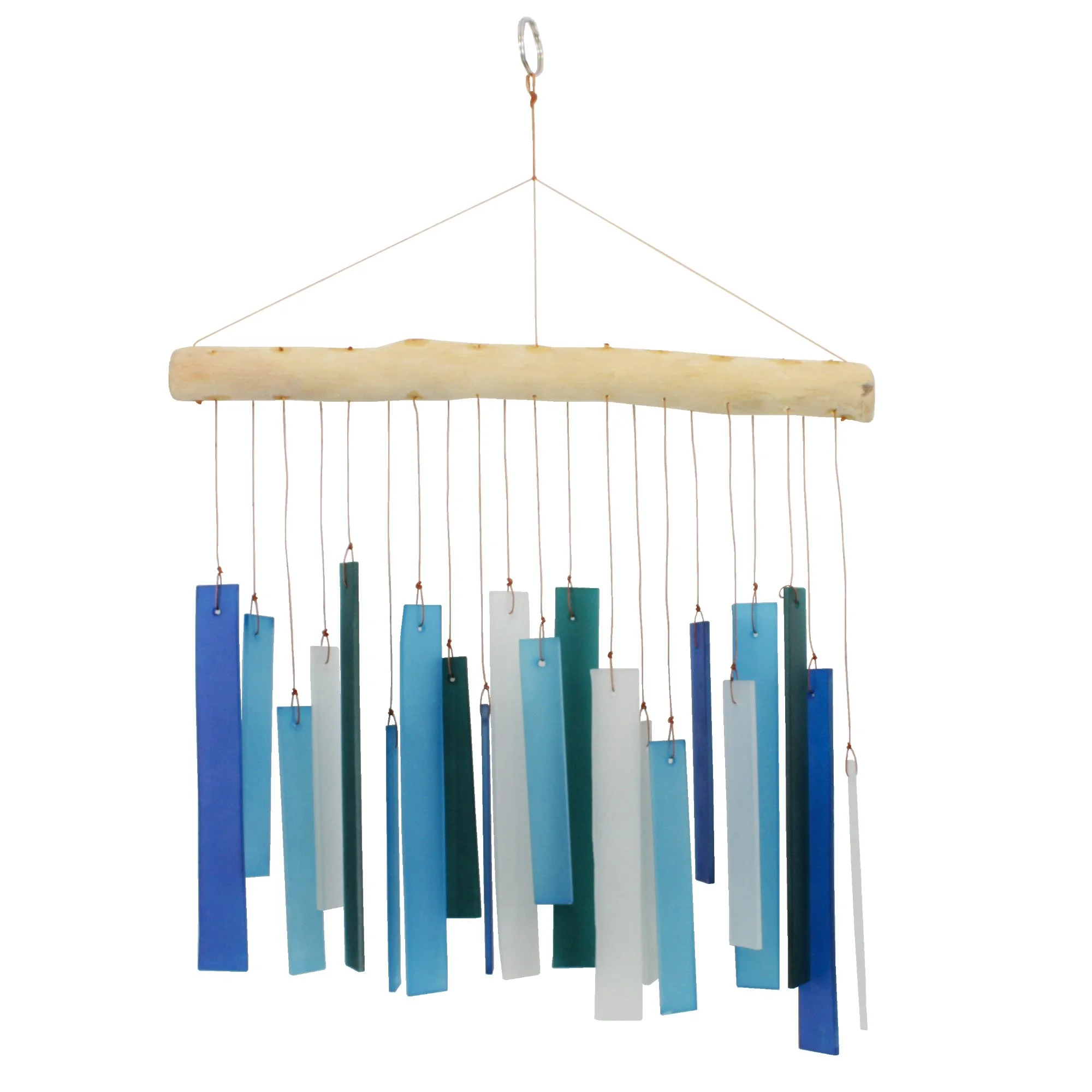 878-B - Rectangles Tumbled Glass Wind Chime-Blue Variety