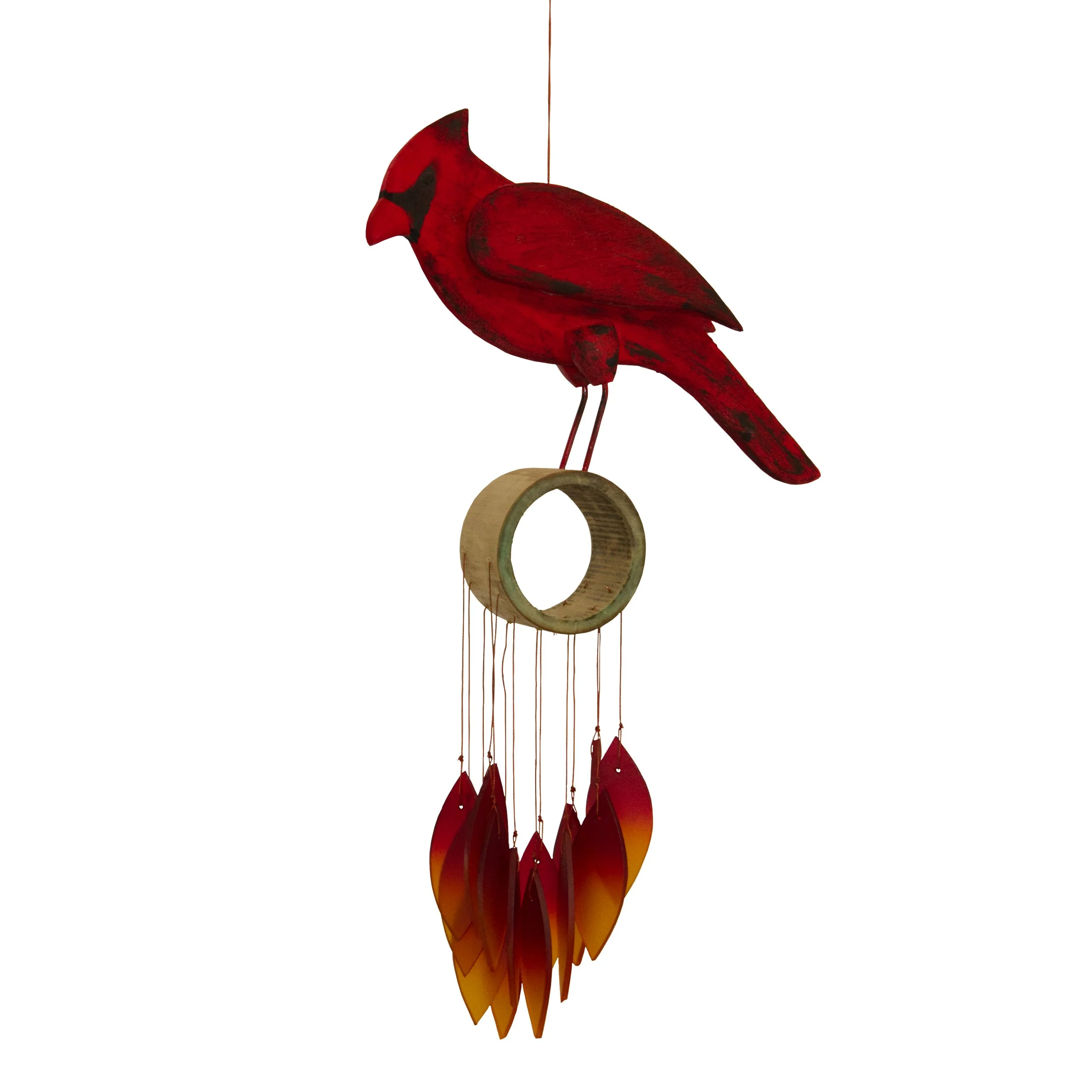 885-C - Cardinal Tumbled Glass Wind Chime