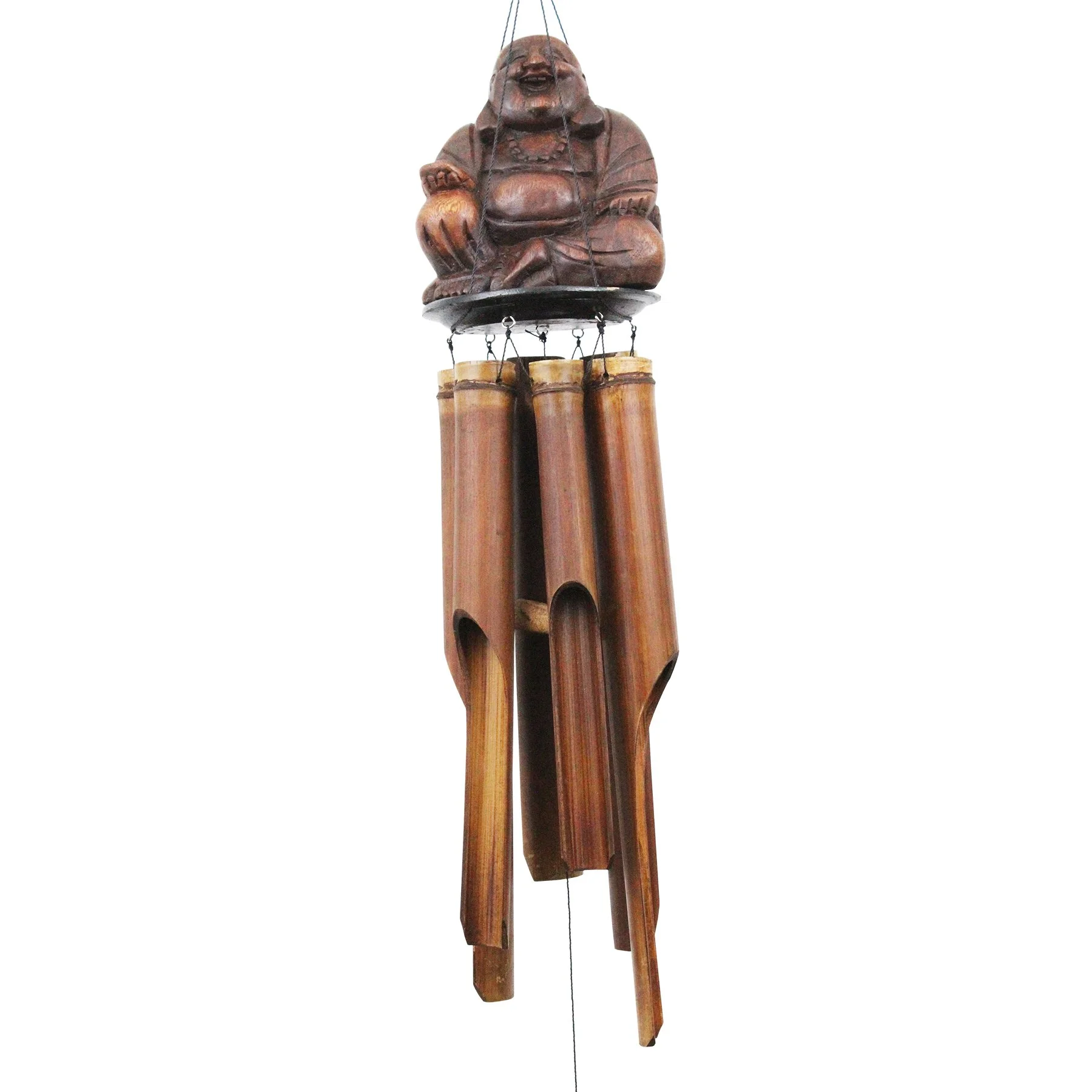 632 - Sitting Chinese Buddha Bamboo Wind Chime