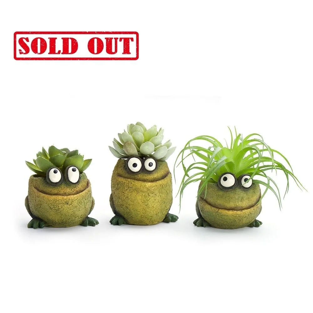 G21458 - 'Baby Triplets' Set of 3 Mini Frog Planters