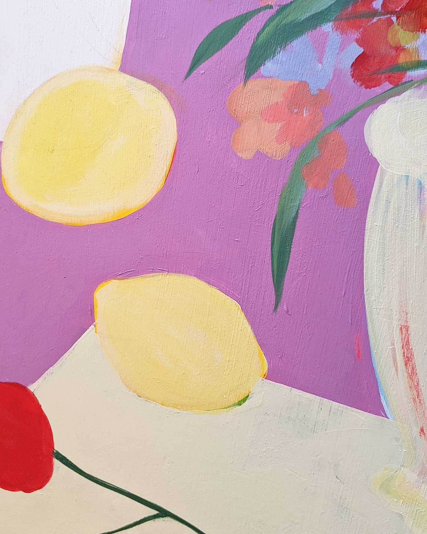 D&eacute;tail en cours 🍋🌹
.
.
.
#mtlartists #mtlpainter #mtlart #montrealart #montrealartist #montrealpainter #acrylicpaint #dailyartpractice #citrusart #citrus #stilllifepainting #stilllife