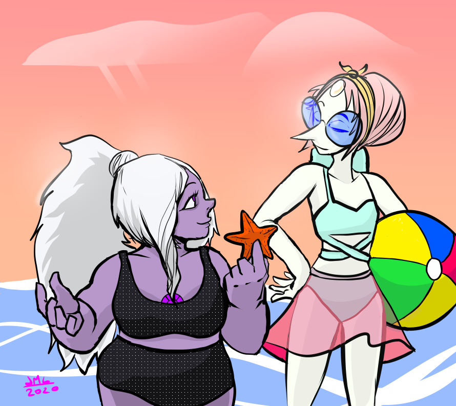 Steven Universe - Pearl and Amethyst at the Beach