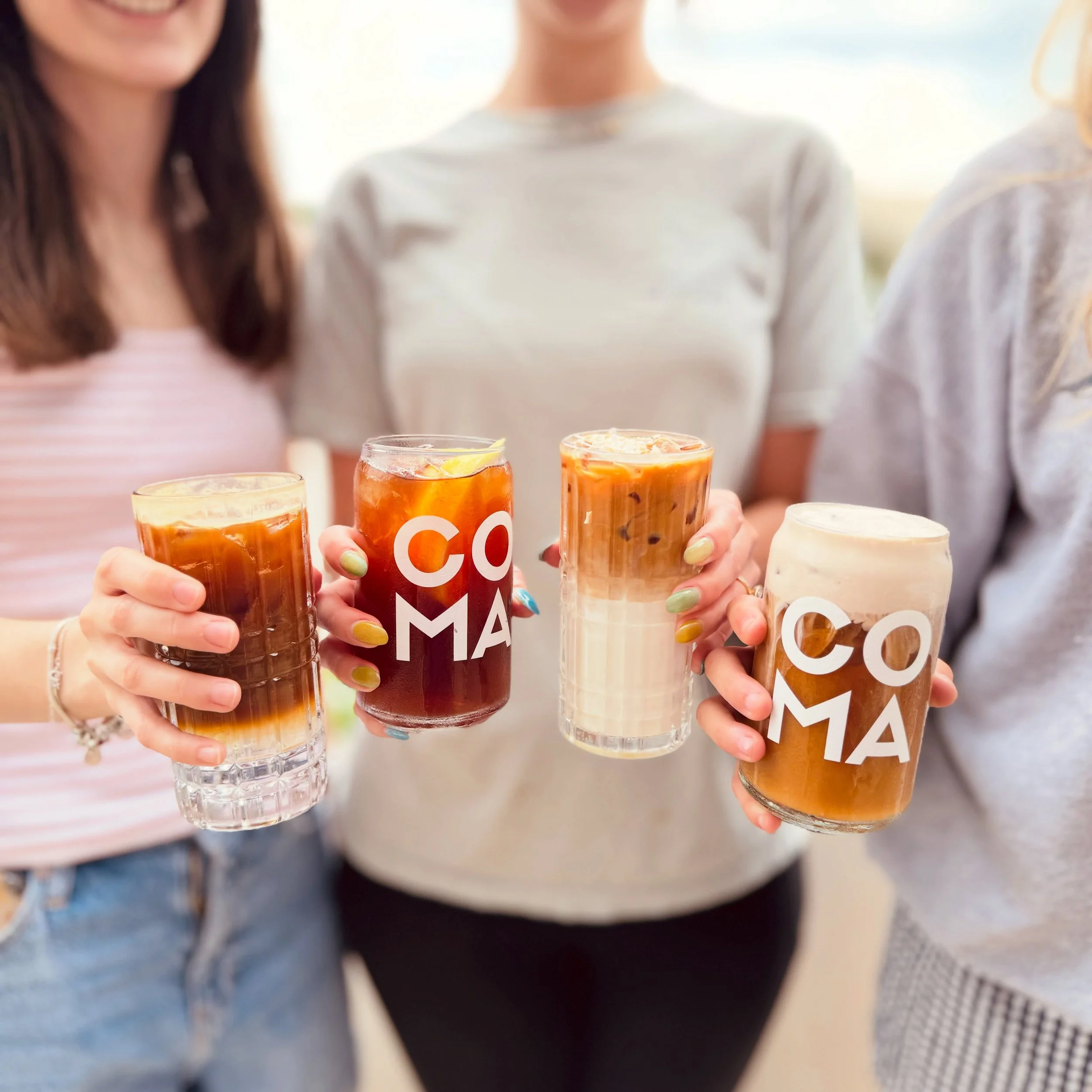 ✨SUMMER MENU IS HERE✨

From the left:

Ginger Basil Espresso Tonic
 ✨Our Ginger Basil syrup and tonic water, topped with a double shot of espresso

Tropical Iced Tea
 ✨Iced Mango Black tea with our salted coconut syrup and fresh lemon juice

Salted C
