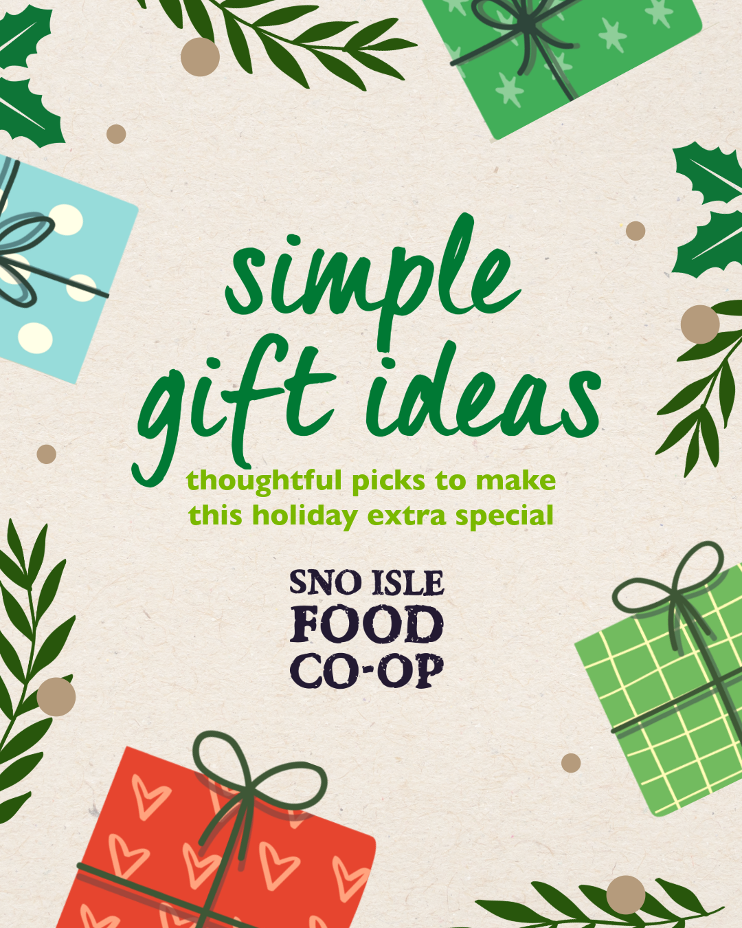 simple holiday gift ideas from food co-op