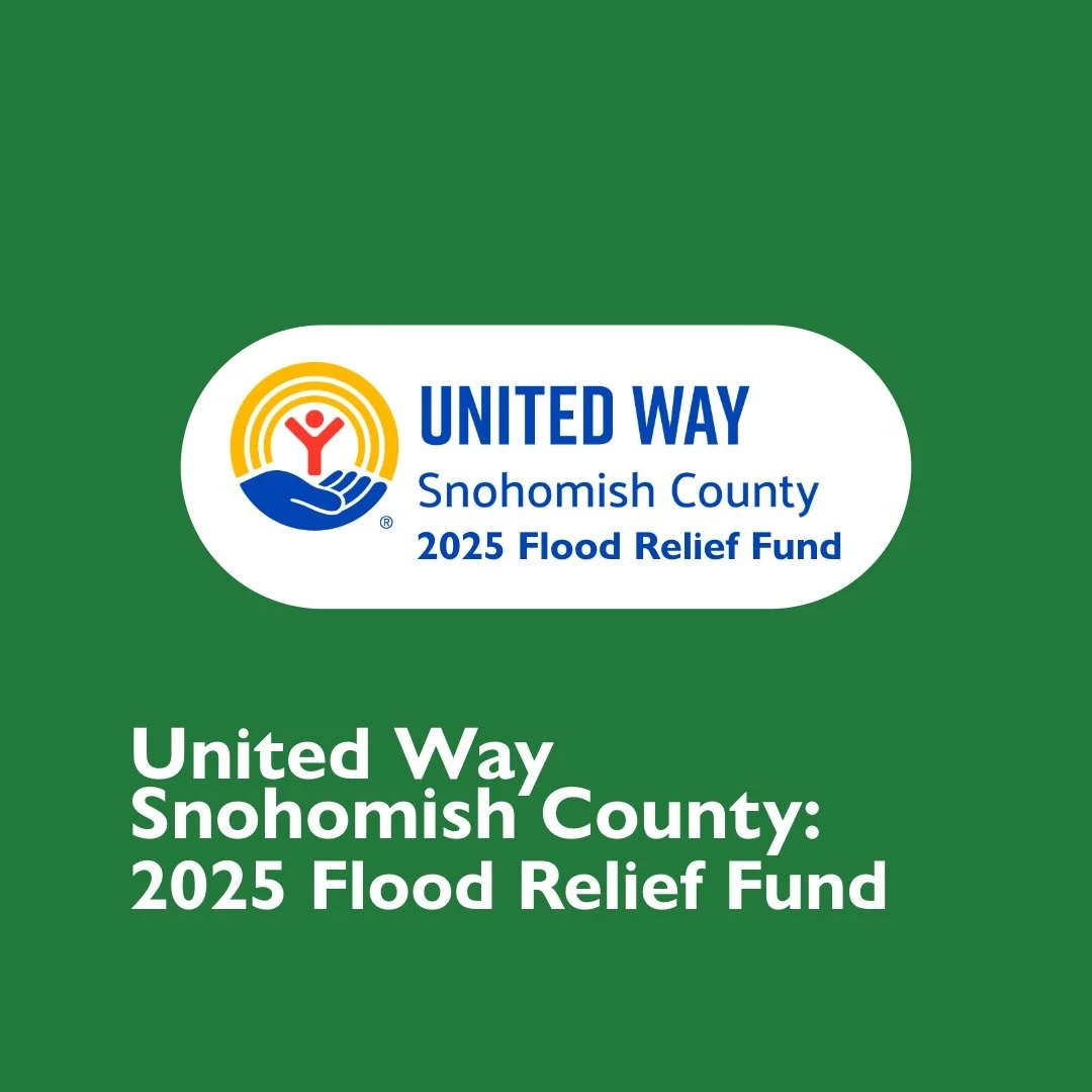 Image of logo of United Way Snohomish County with text of 2025 Flood Relief Fund under it