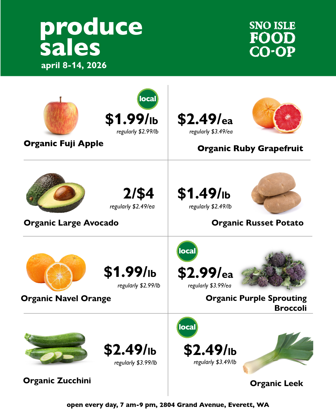 produce flyer sno isle food coop everett