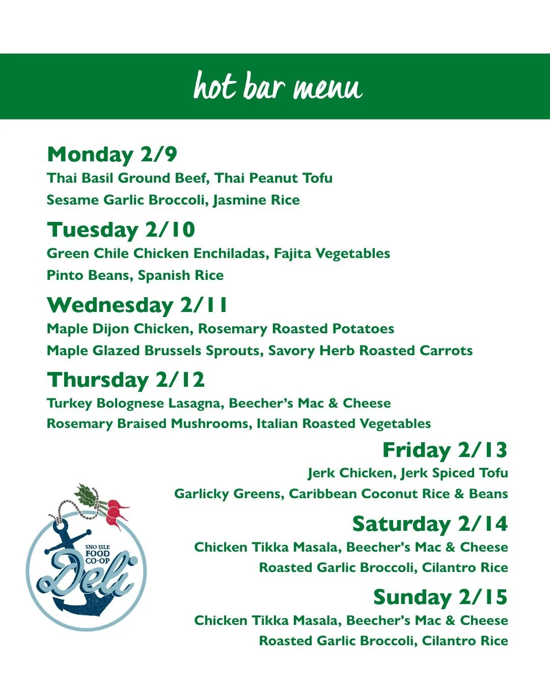 Image of daily hot menu