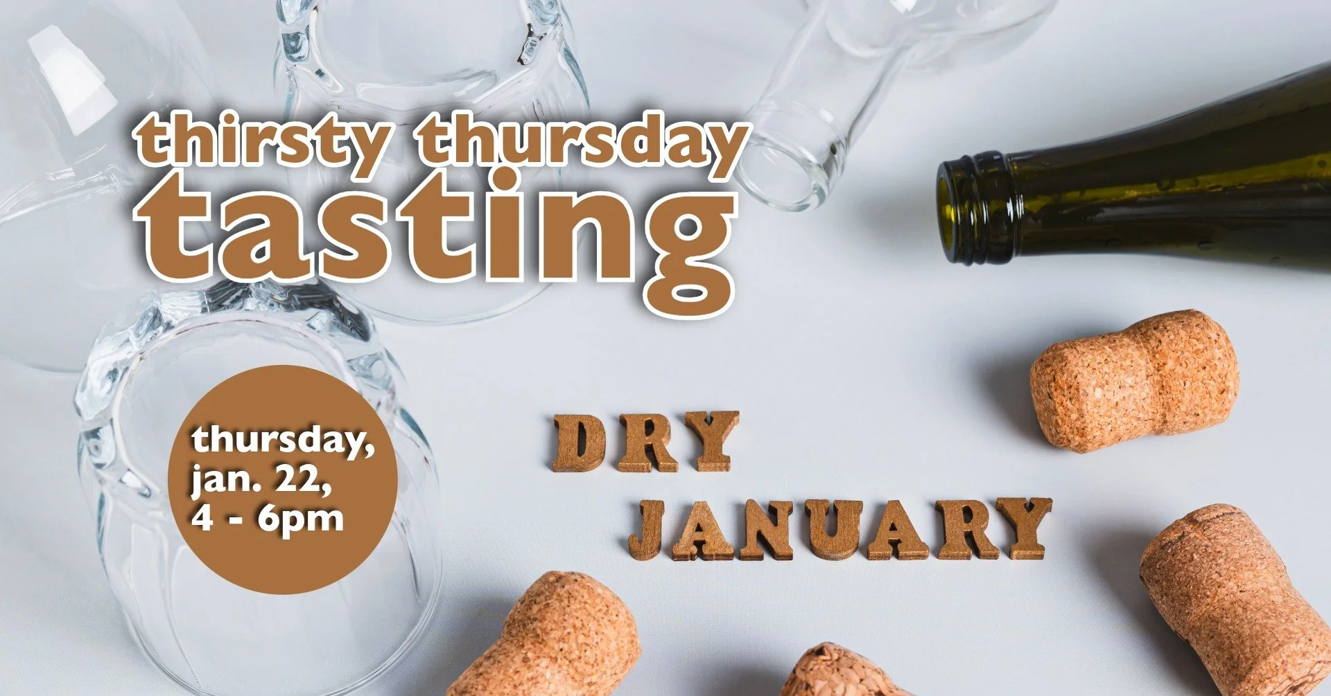 Poster of Thirsty Thursday with empty glasses and bottles