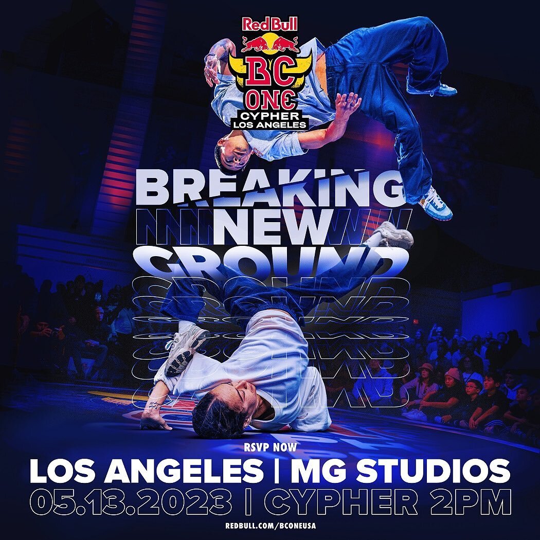 The Red Bull BC One Cypher Los Angeles on Saturday May 13th. Open prelims ages 16+ to register and compete. Top 2 bboys and bgirls from this event will advance to the regional cypher in NY. Hosted by Squid Rock with tunes from DJ Timber and judges Vi