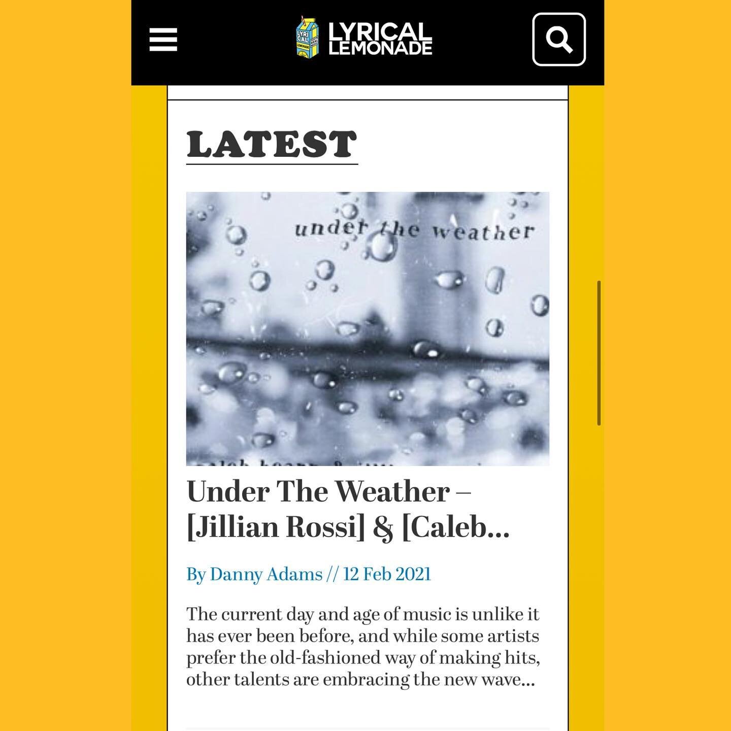 Front page of Lyrical Lemonade for @jillianxrossi &amp; @calebhearnmusic &ldquo;under the weather&rdquo; 😱🍋🍋 so proud of the kids writing this together on zoom the first time meeting each other virtually - never meeting each other face to face. To