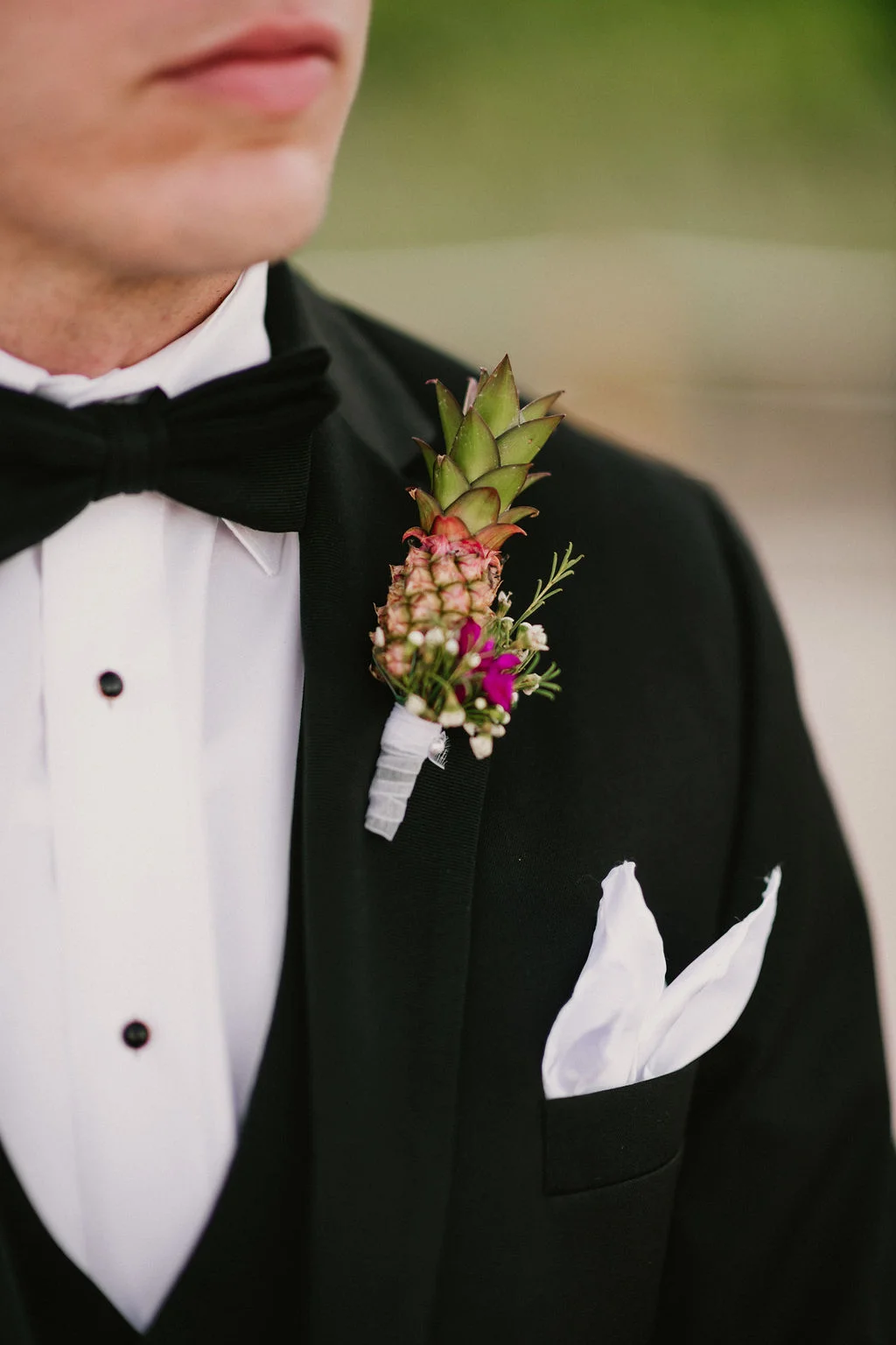 How awesome is this dwarf pineapple boutonniere!?