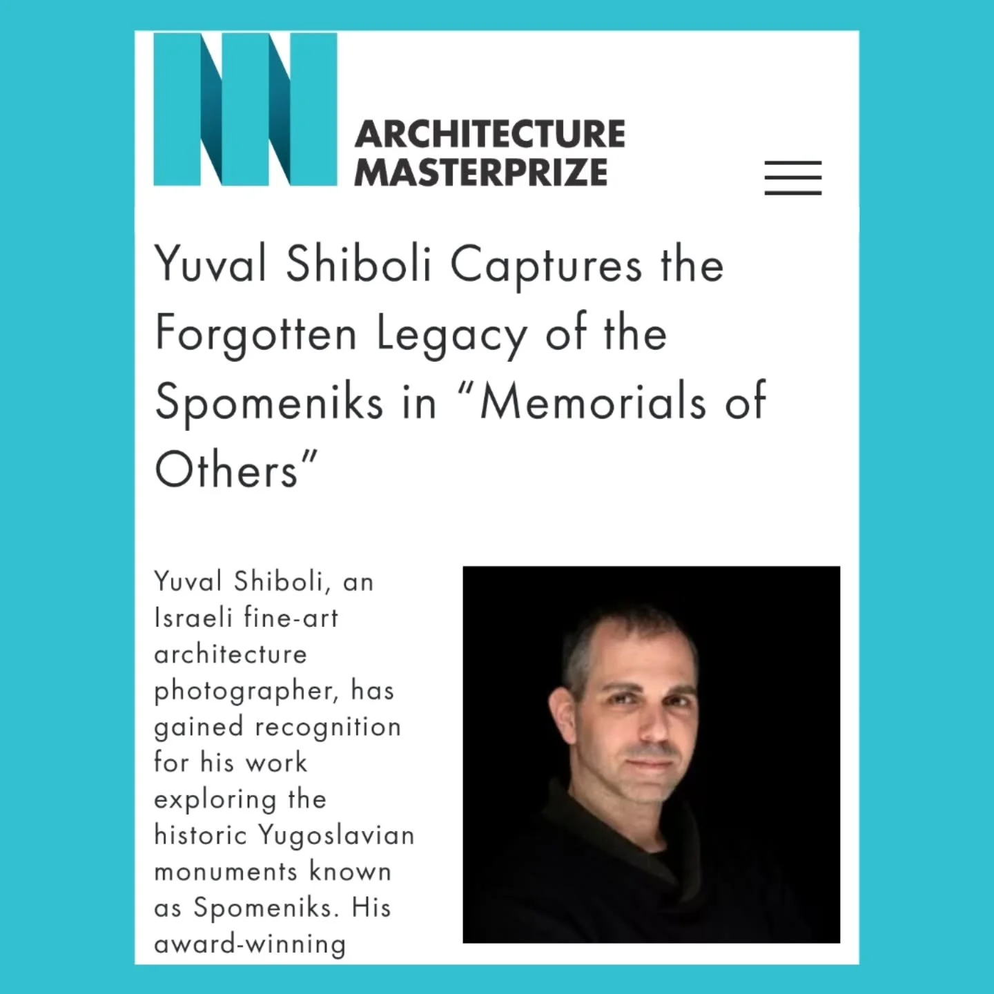 The Architecture Masterprize just published an article about my 'Memorials of Others' project. 

Thank you @architecturemasterprize team for sharing my work with your audience. It is a great honor.